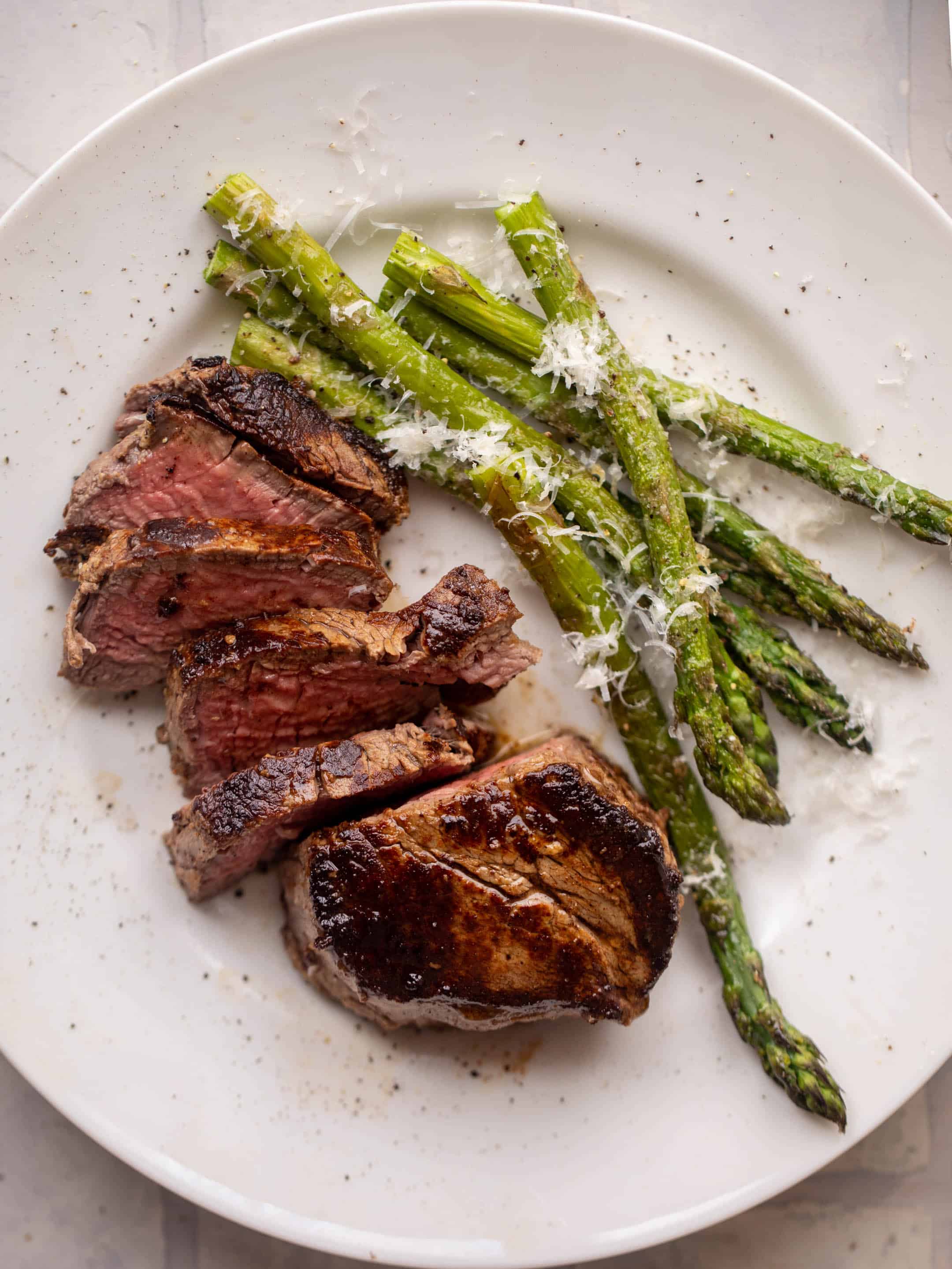 dijon crusted filet with asiago asparagus