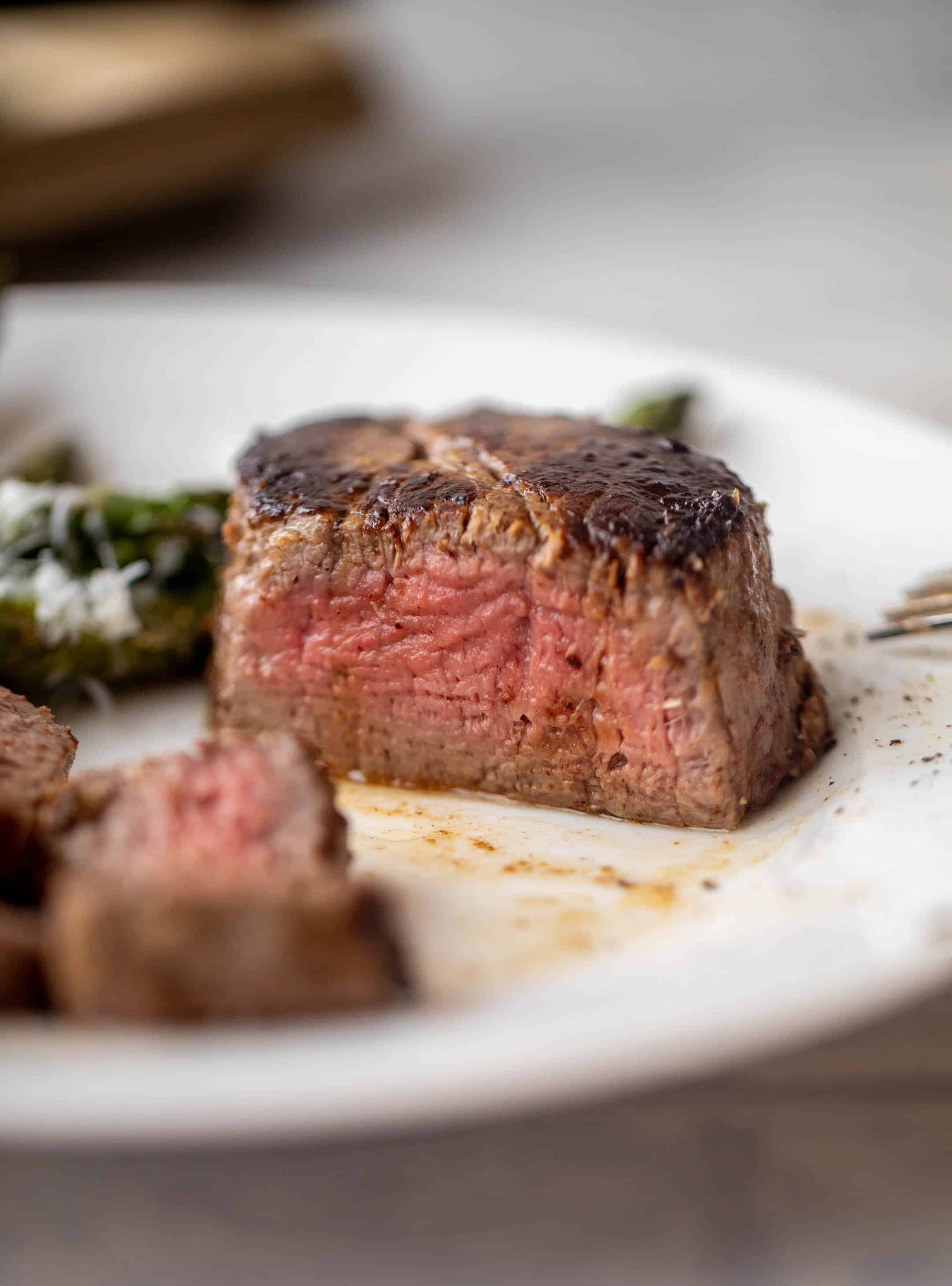 dijon crusted filet with asiago asparagus