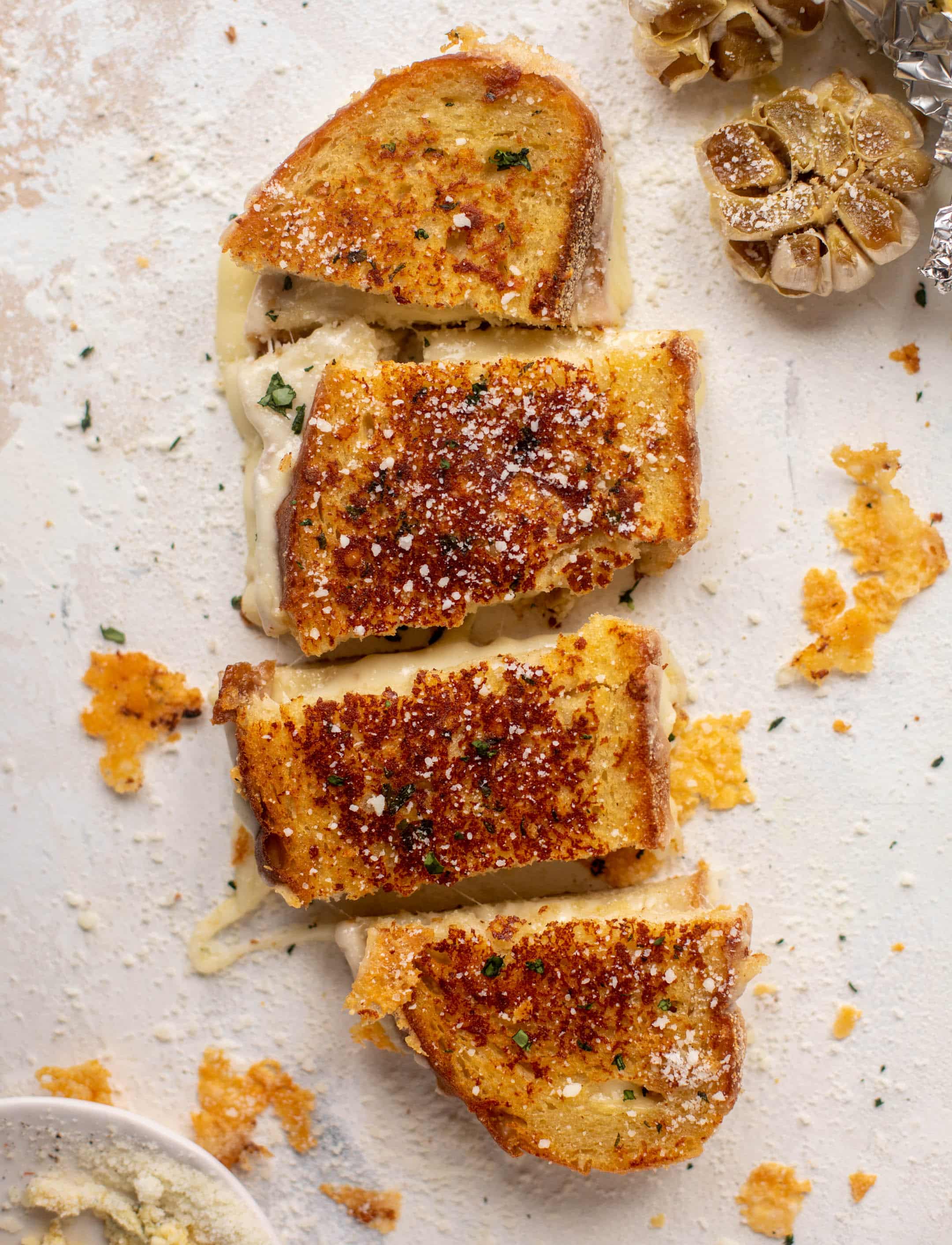 garlic bread grilled cheese