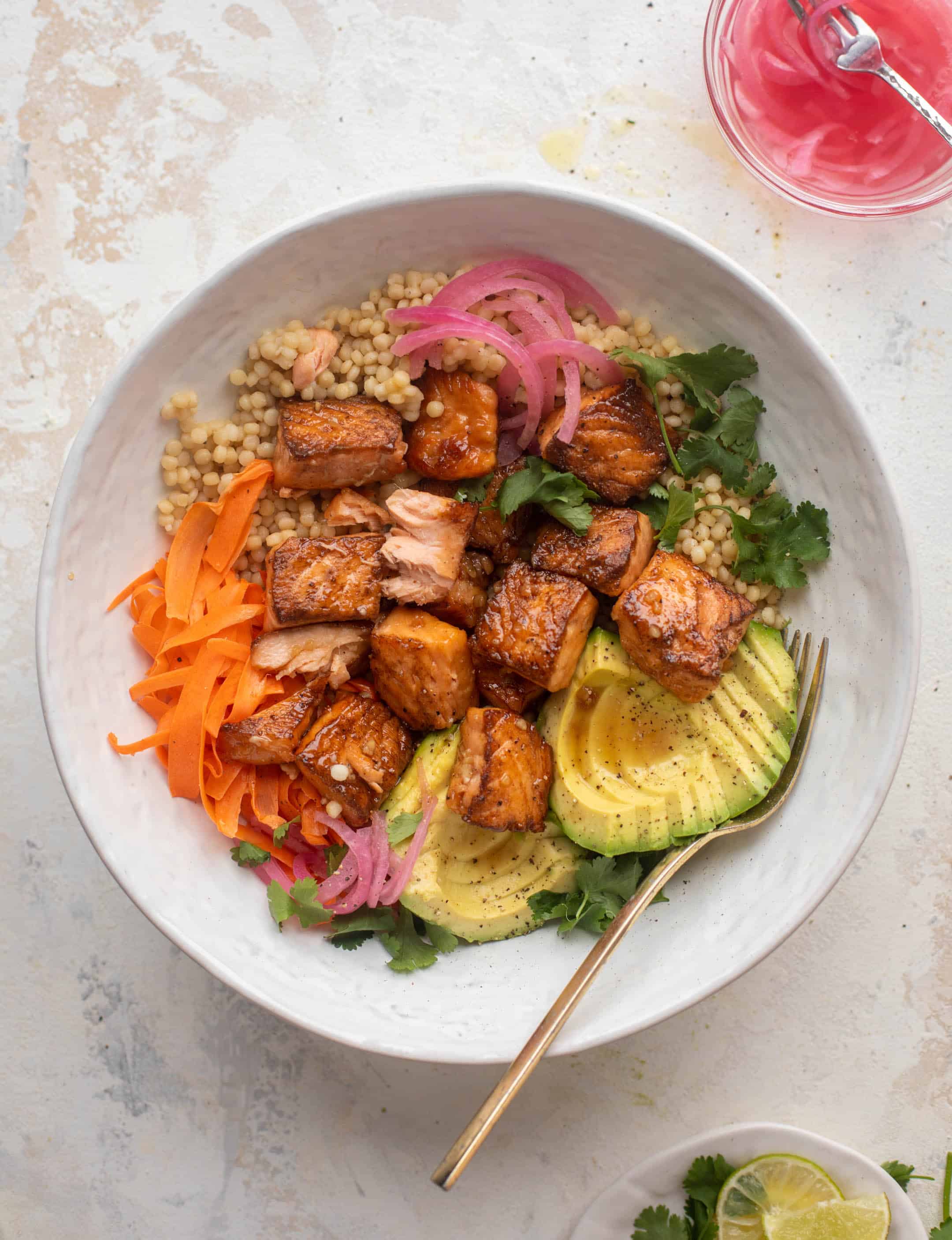 sticky salmon couscous bowls