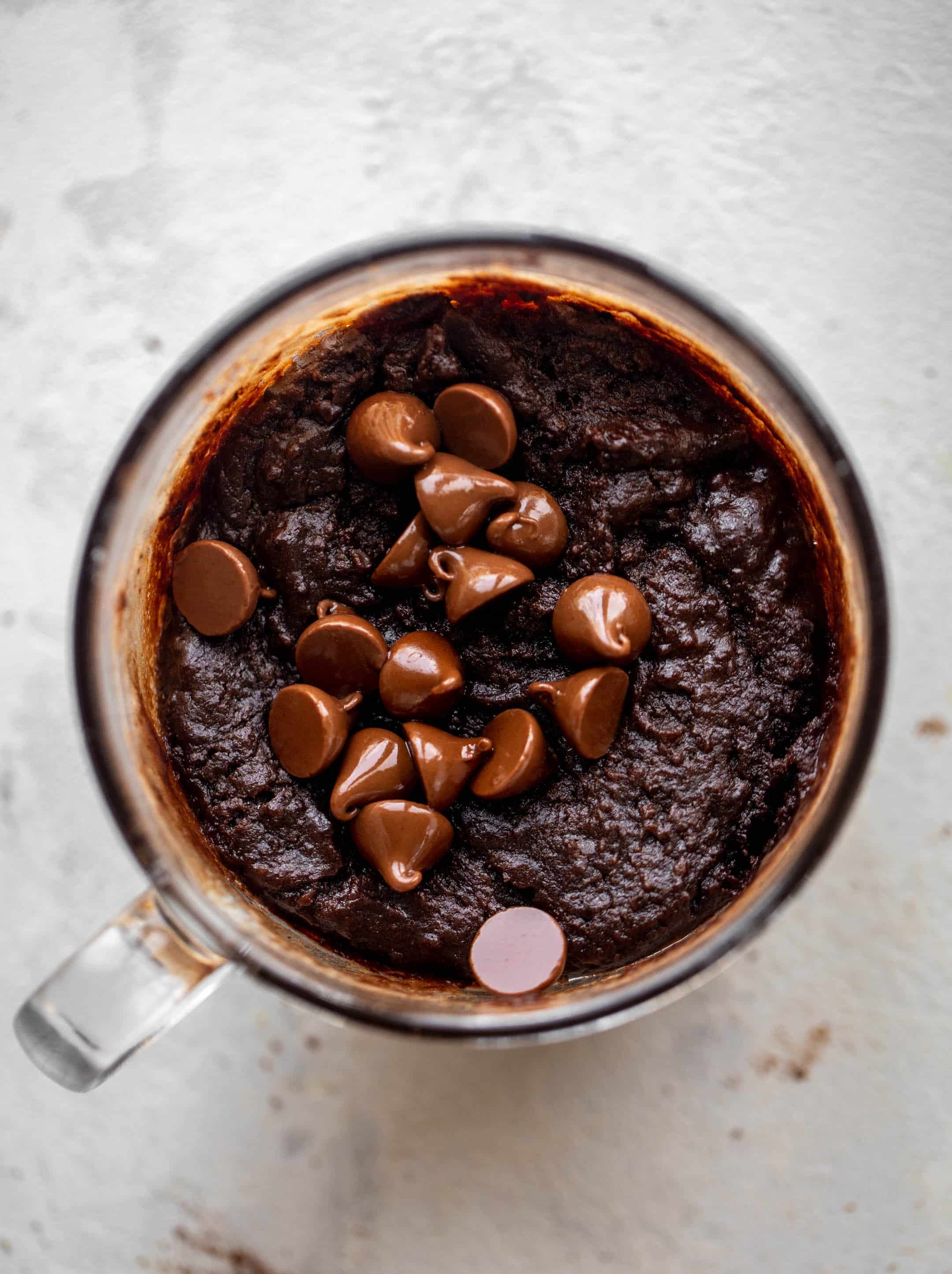 brownie batter in a mug
