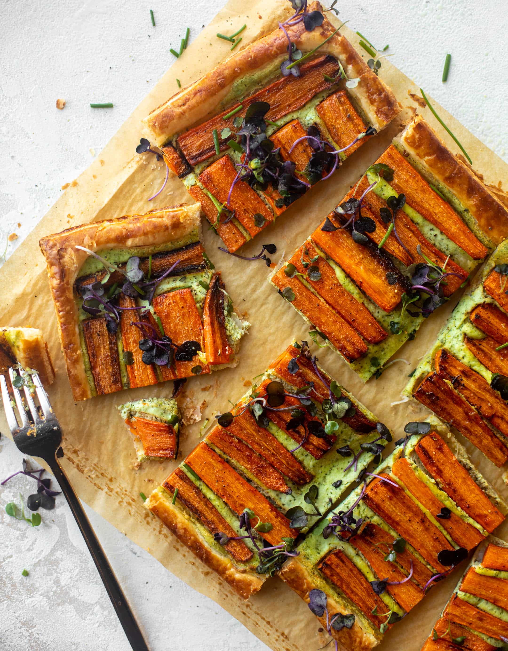 carrot tart with green goddess ricotta