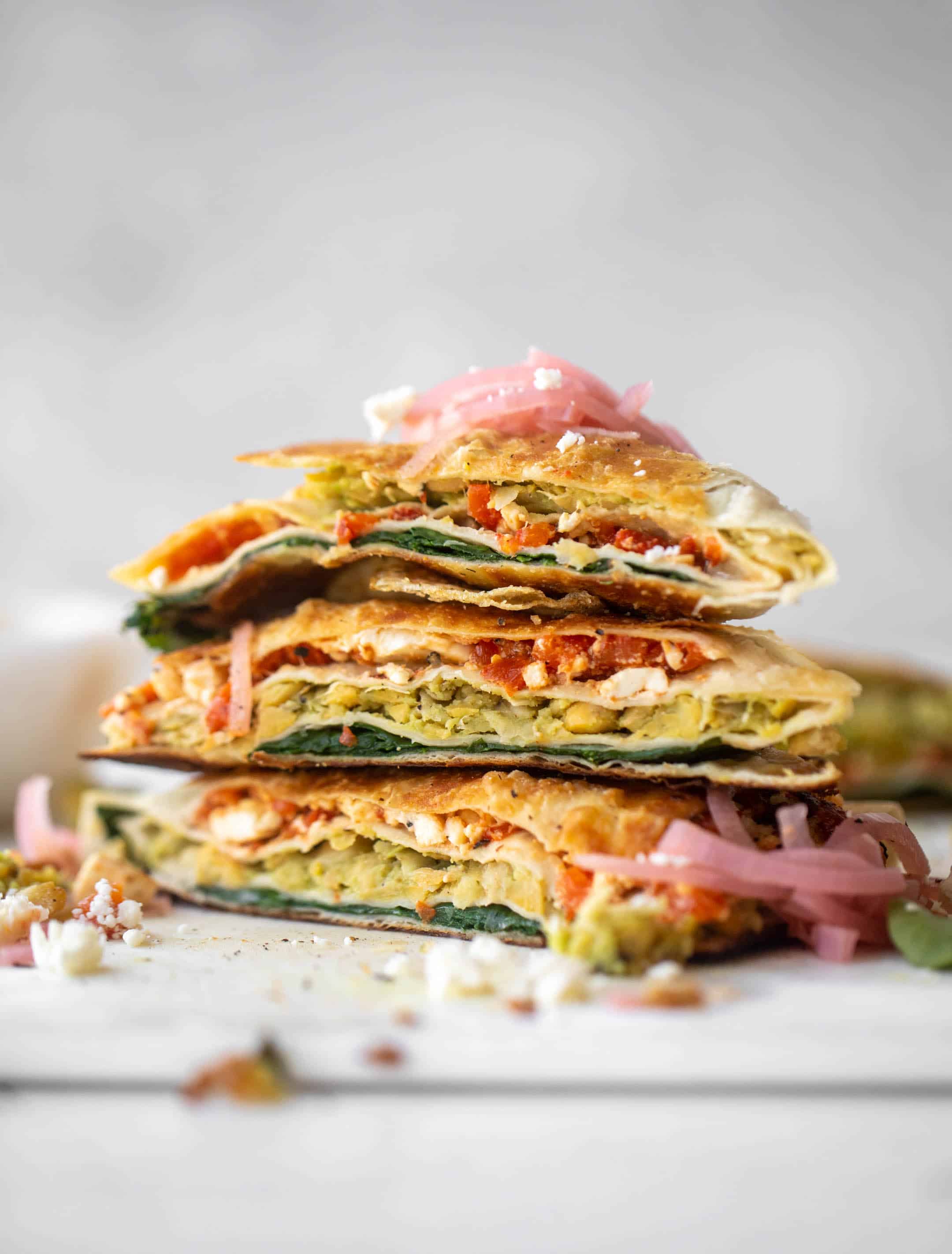 smashed chickpea tortilla wrap