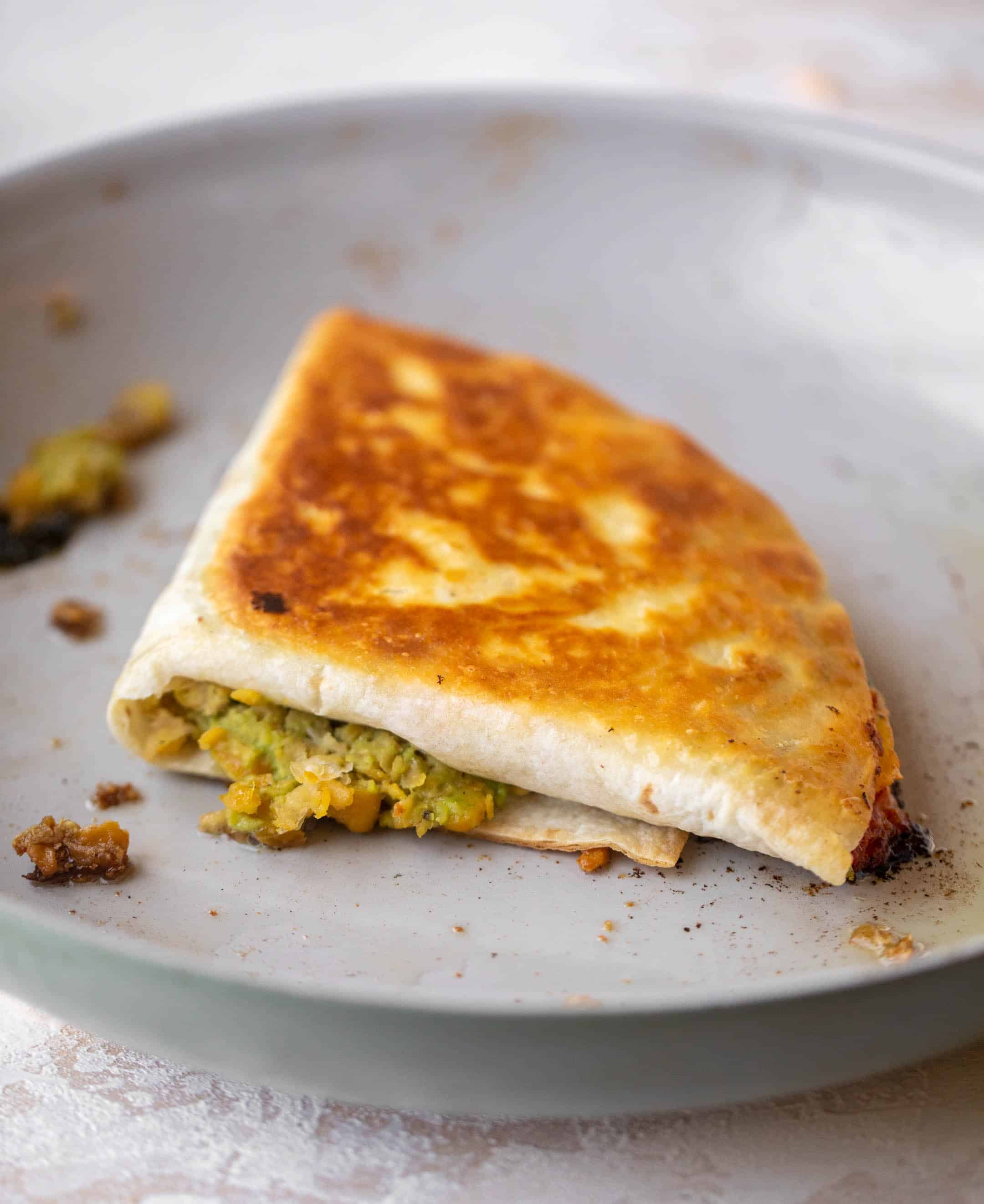 smashed chickpea tortilla wrap