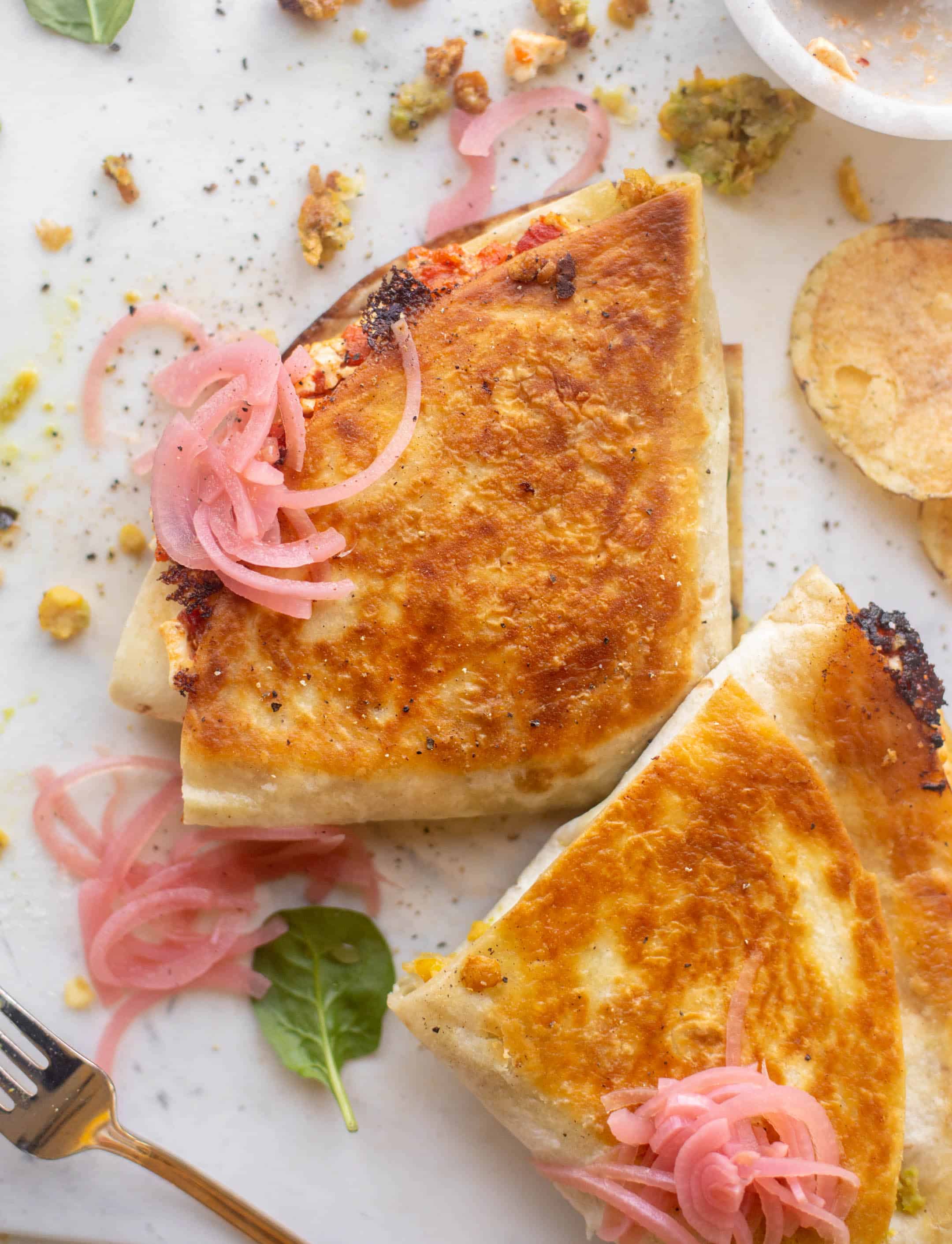 smashed chickpea tortilla wrap