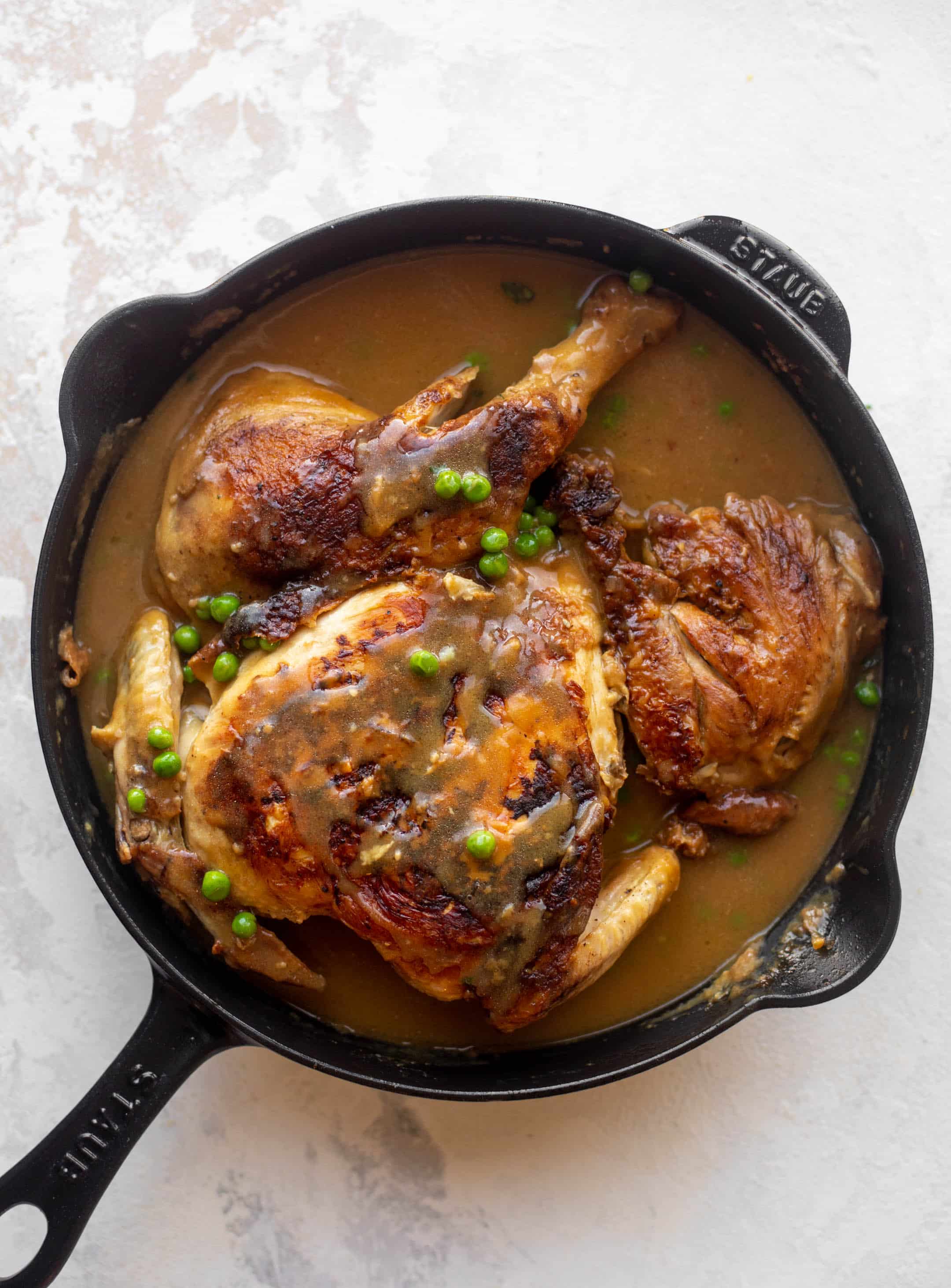 Spring Smothered Chicken with Herb Smashed Potatoes