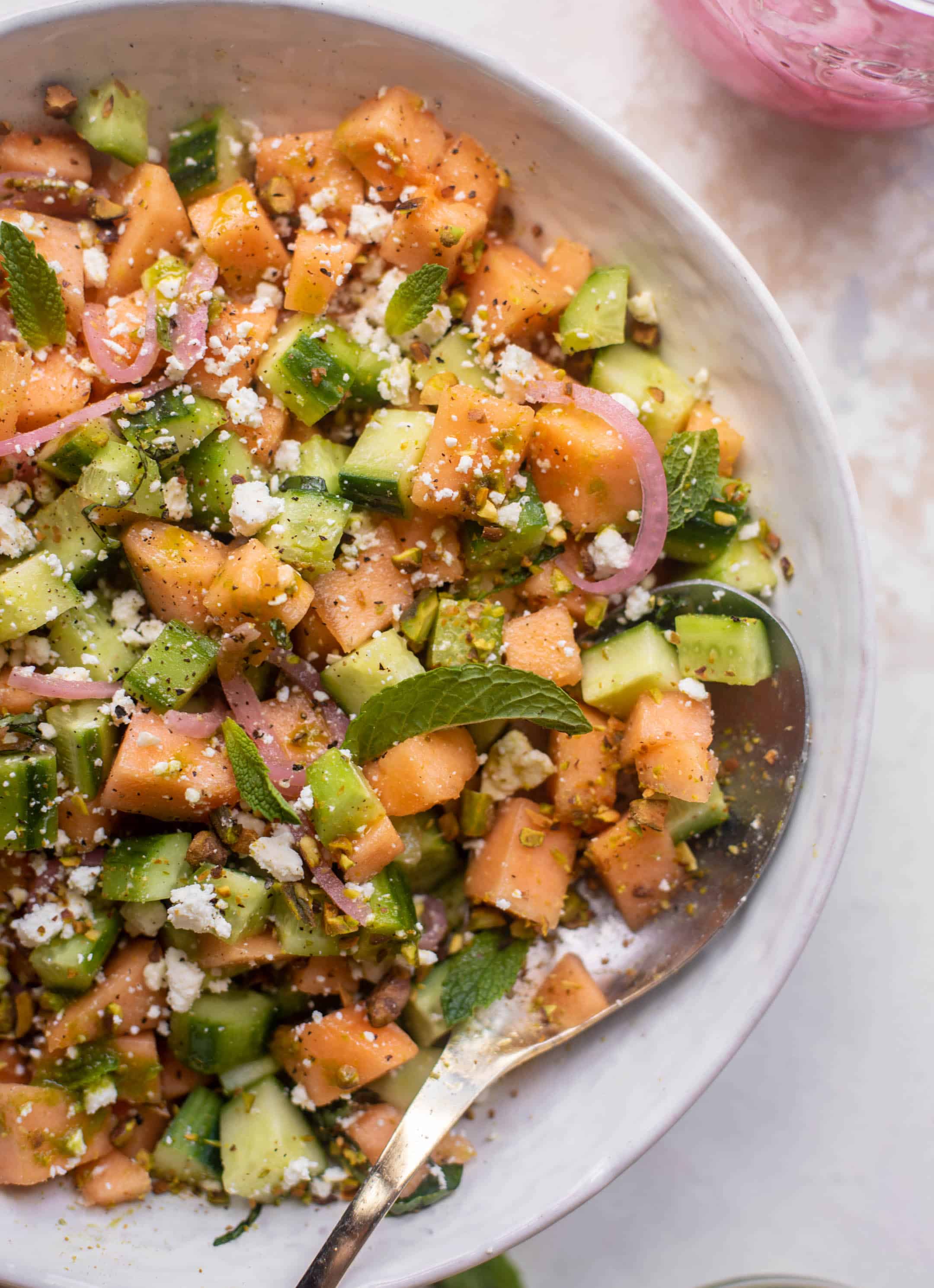 chopped cucumber melon salad