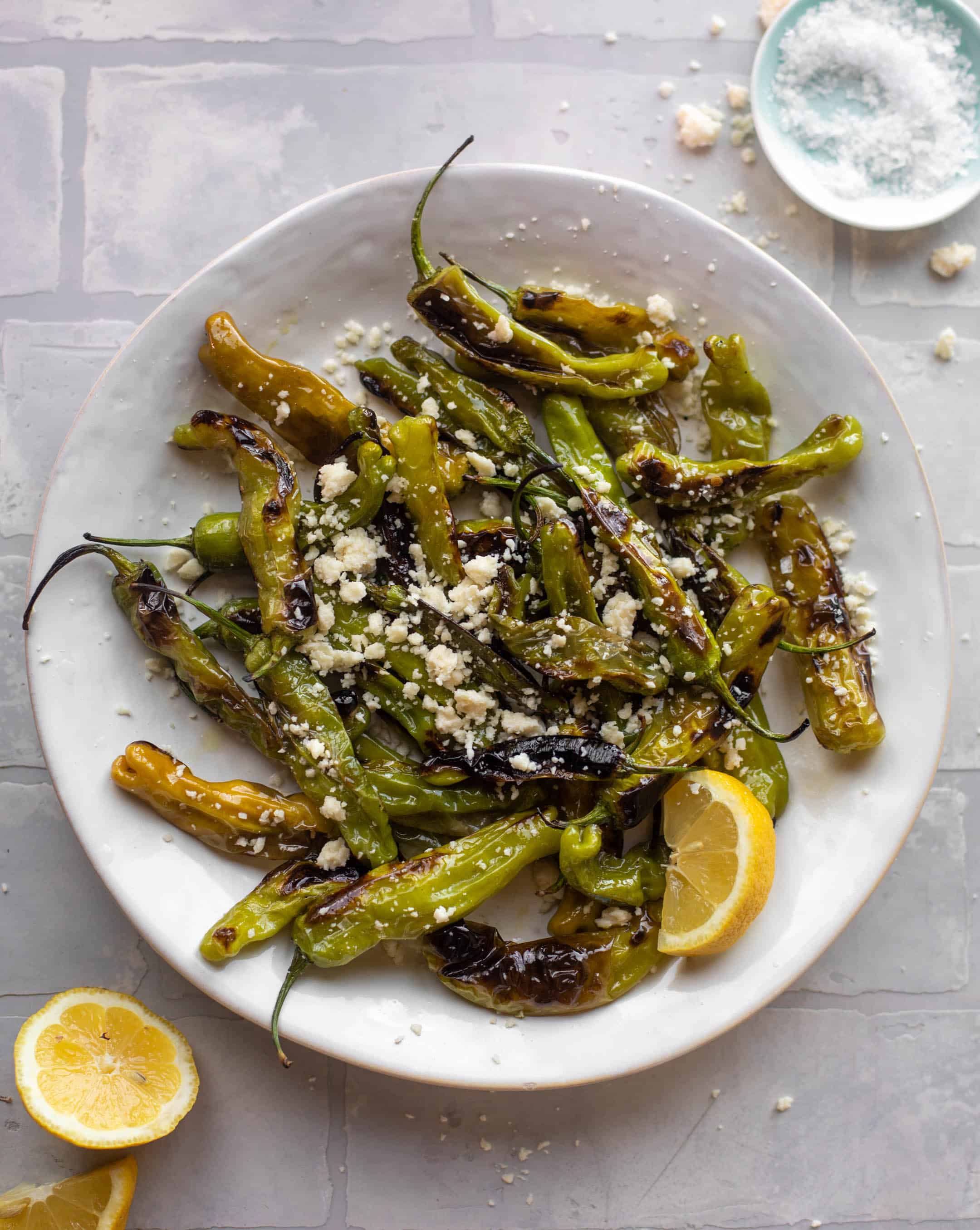grilled shishito peppers
