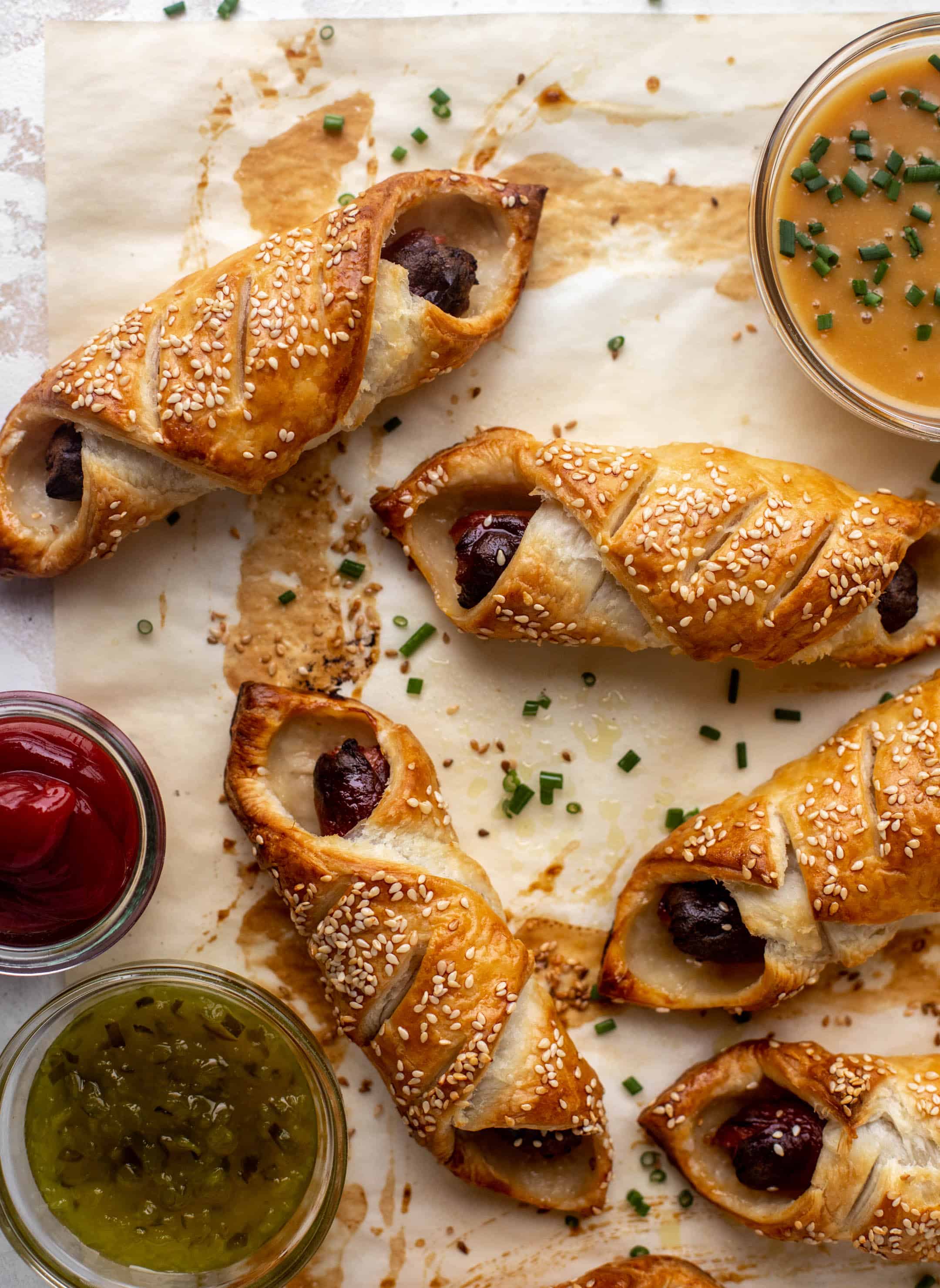 puff pastry hot dogs with hot honey mustard