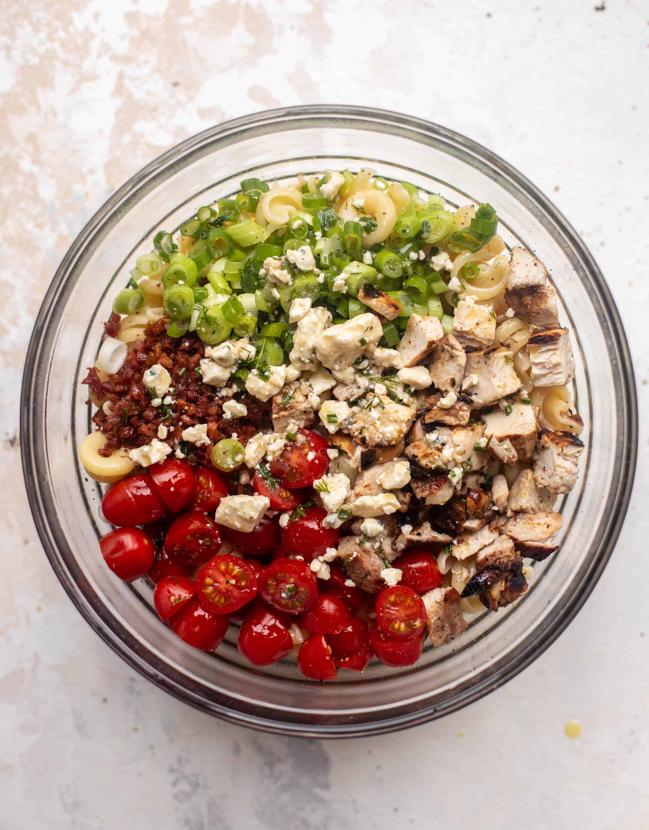 grilled chicken pasta salad with gorgonzola vinaigrette