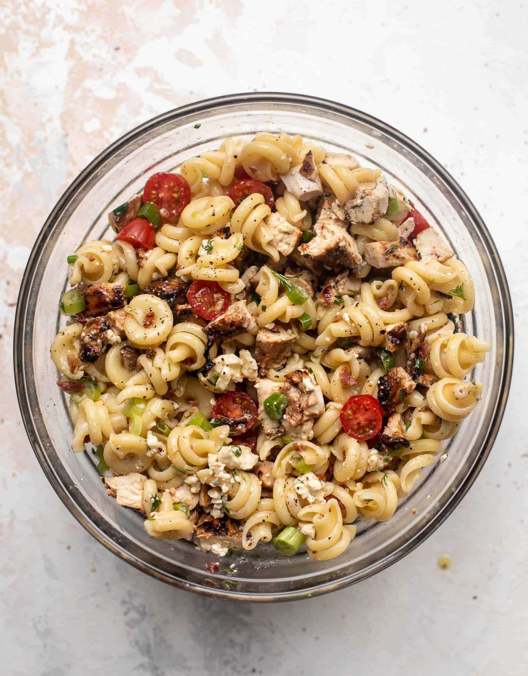 grilled chicken pasta salad with gorgonzola vinaigrette