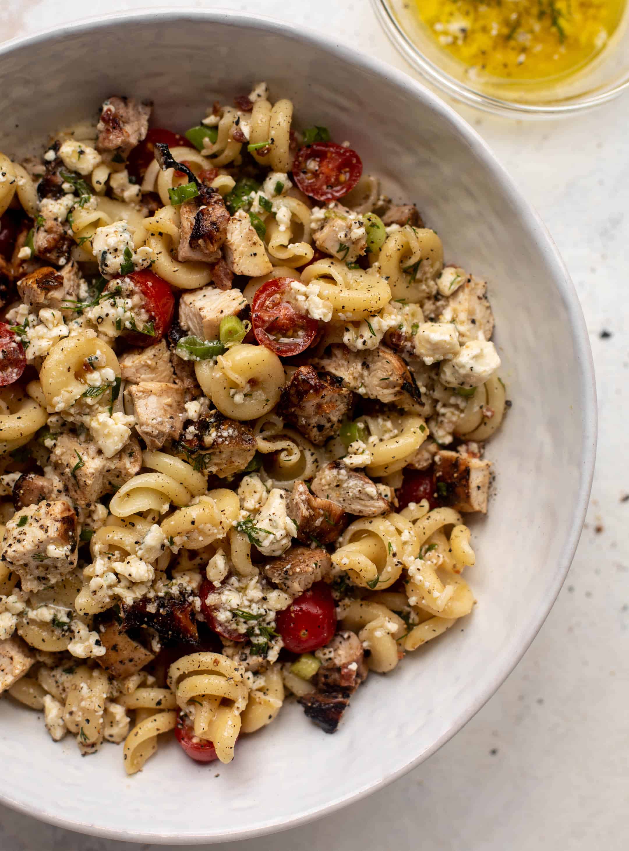 grilled chicken pasta salad with gorgonzola vinaigrette