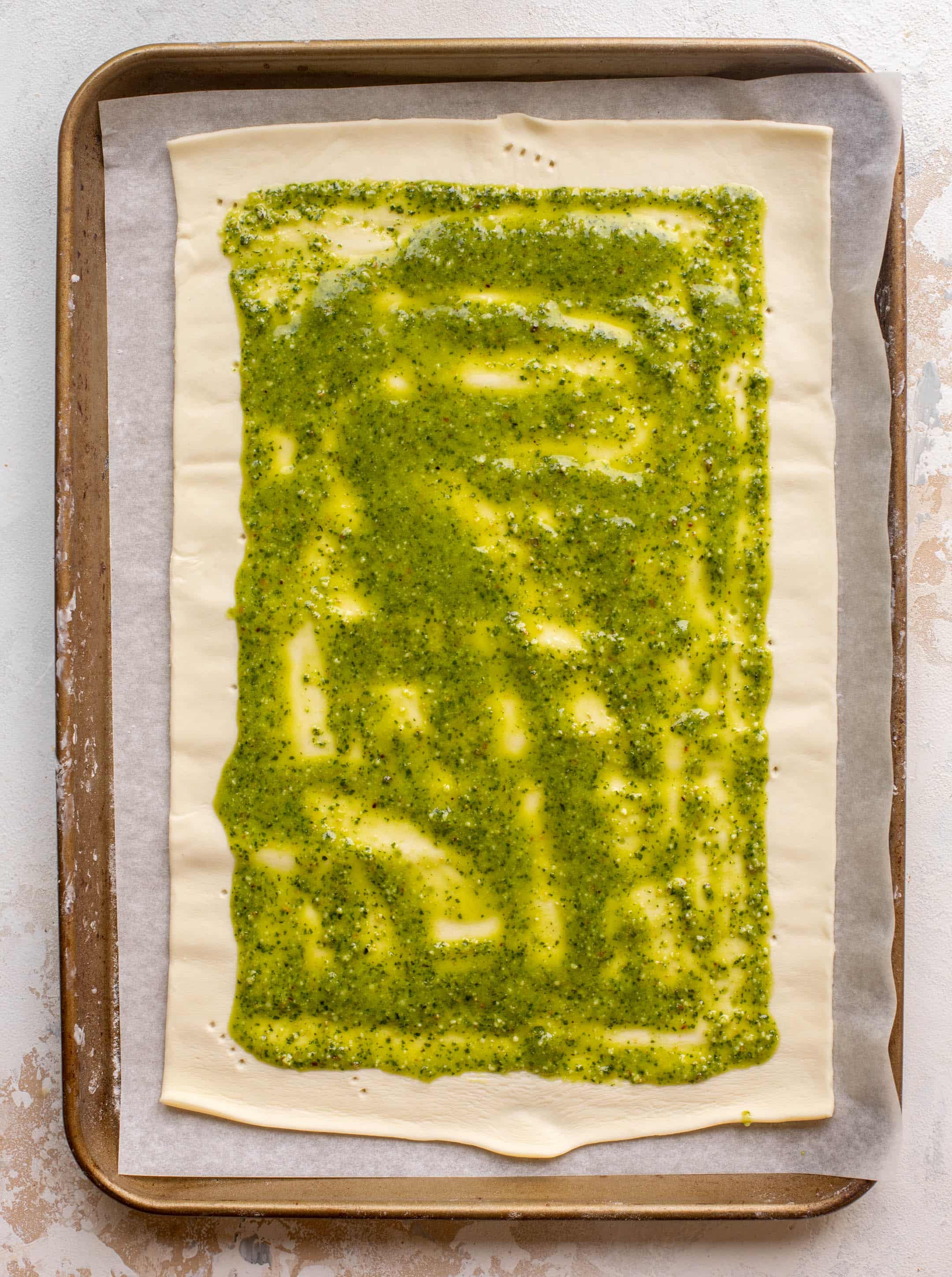 puff pastry with pesto