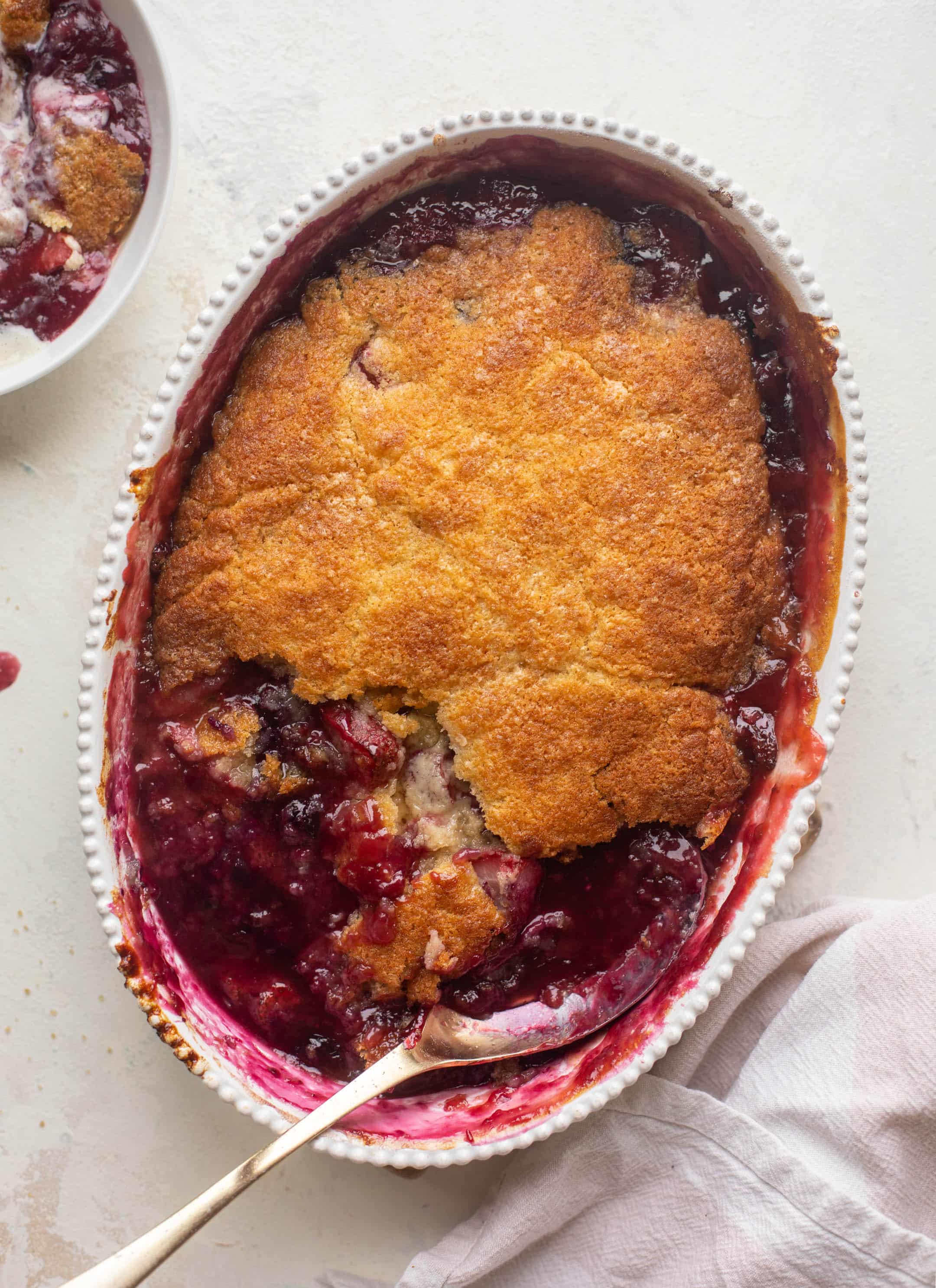 double berry mascarpone cobbler