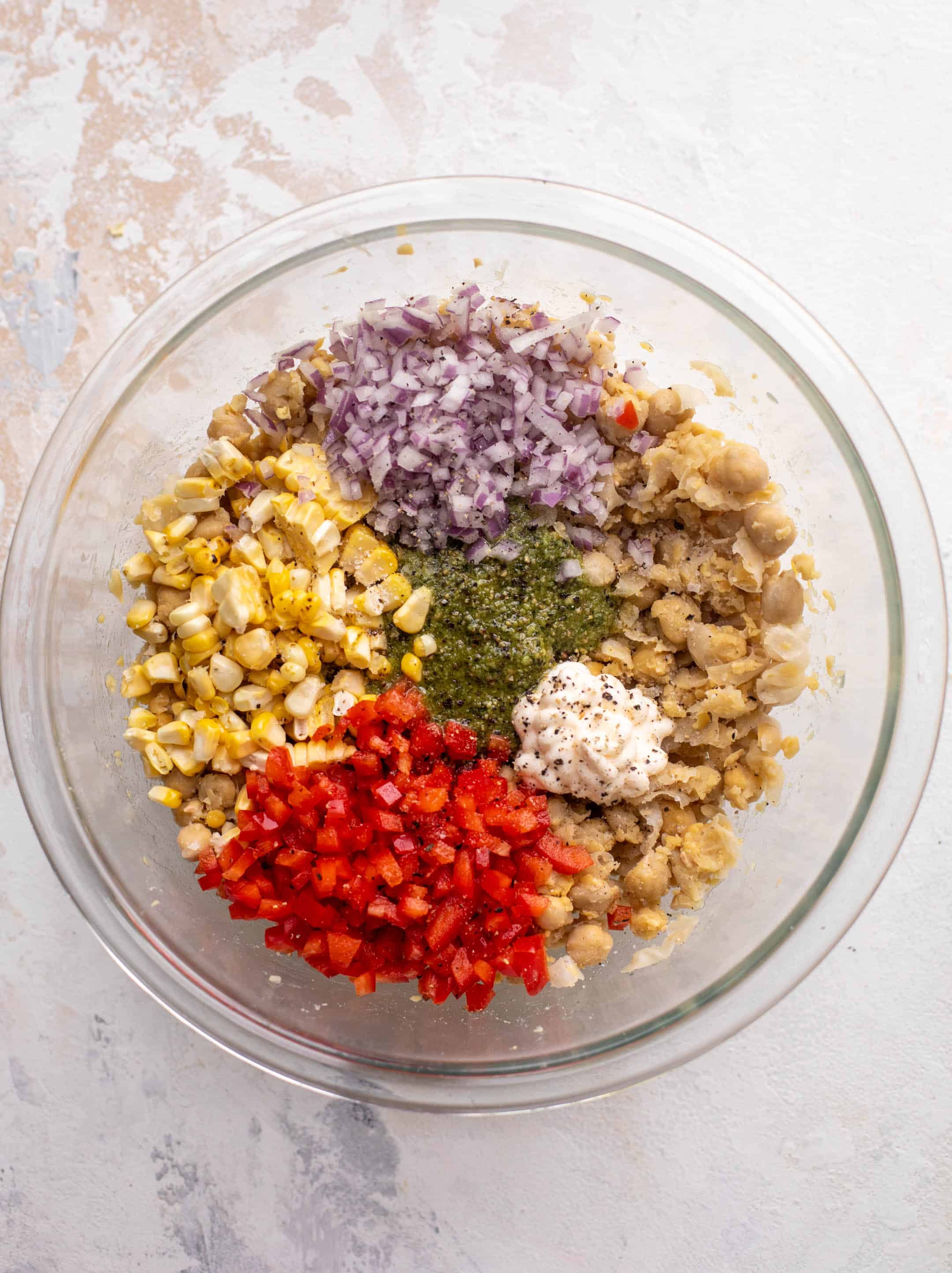 pesto smashed chickpea salad