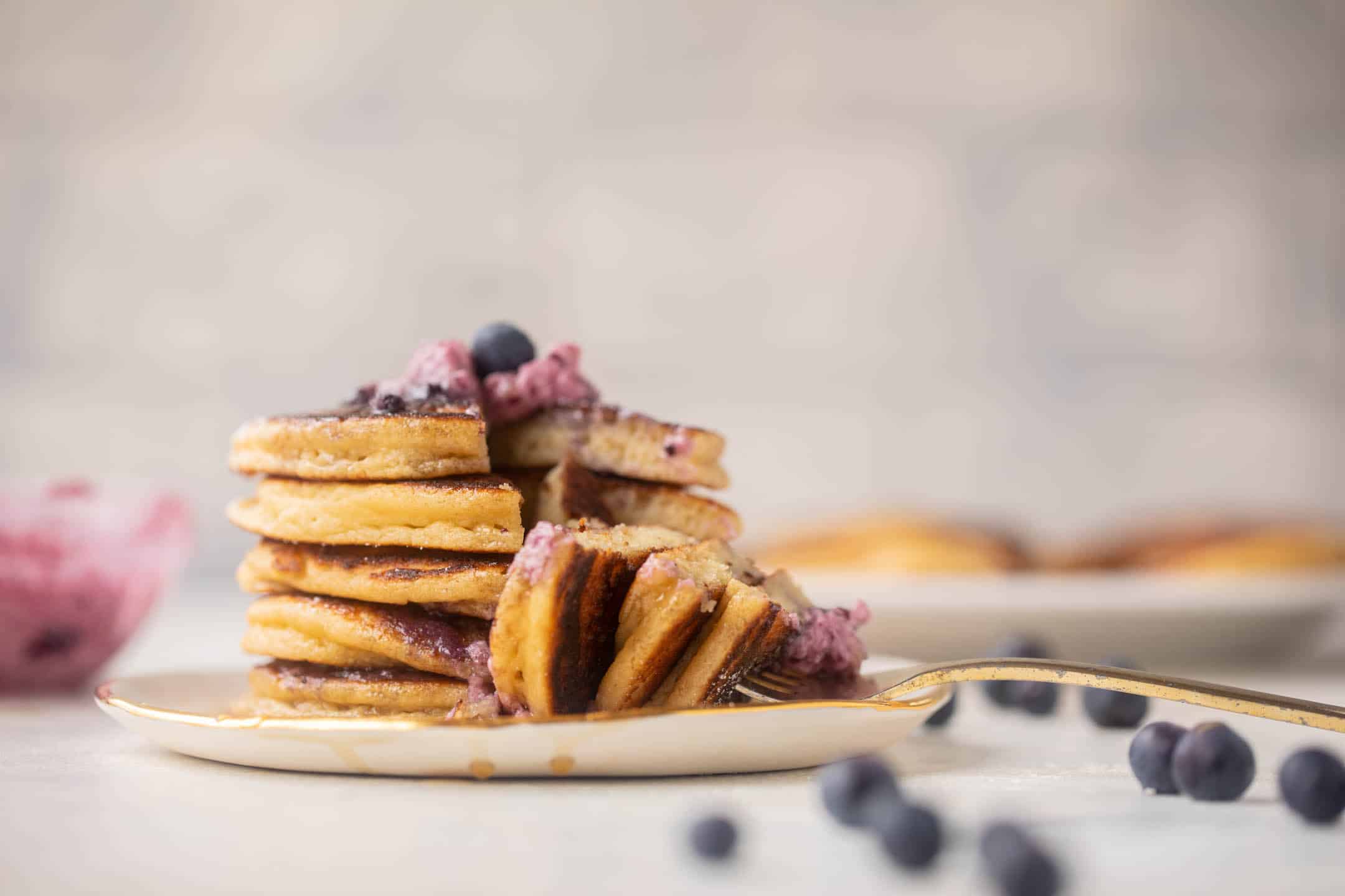 ricotta pancakes with salted blueberry butter