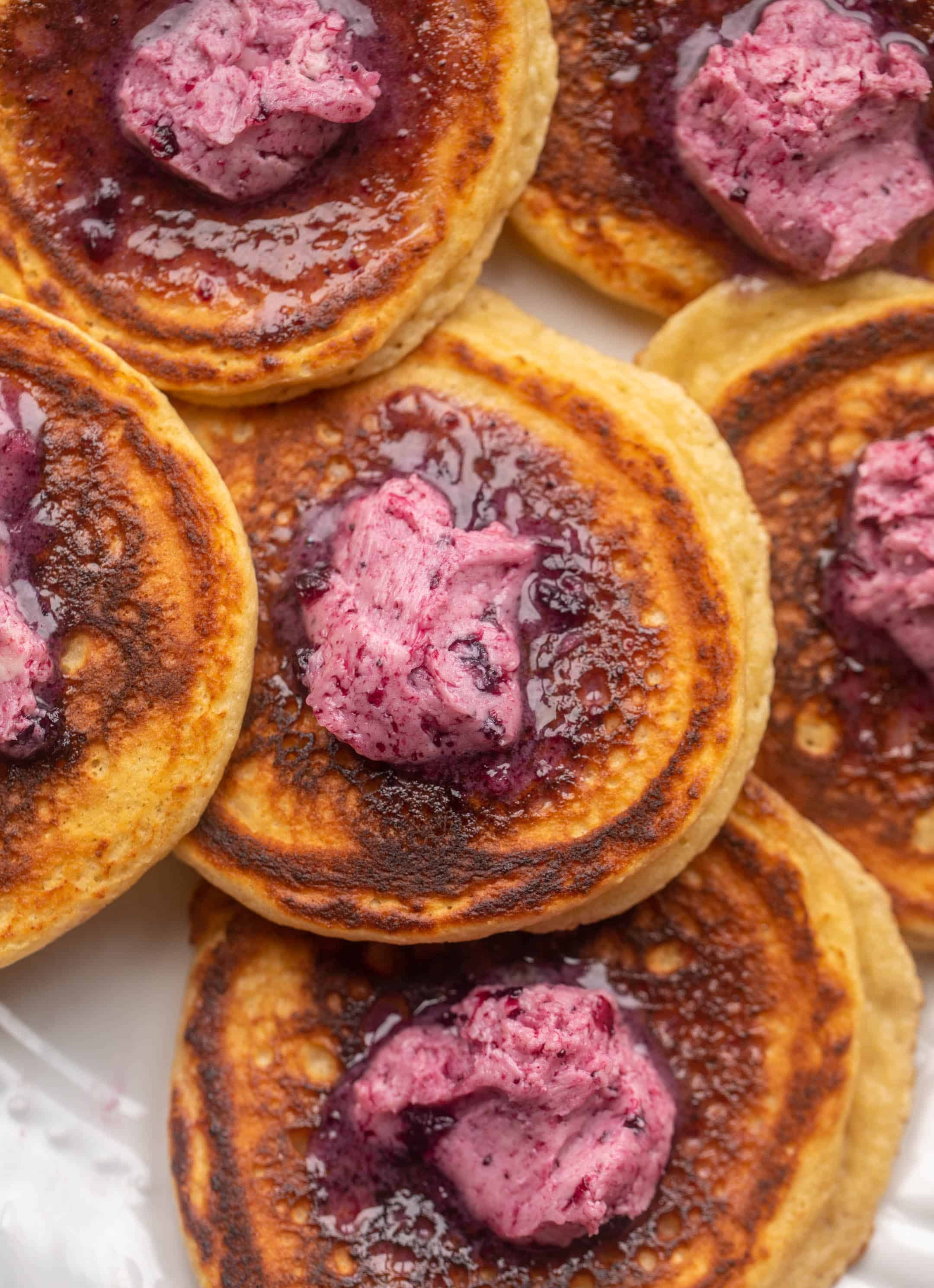 ricotta pancakes with salted blueberry butter