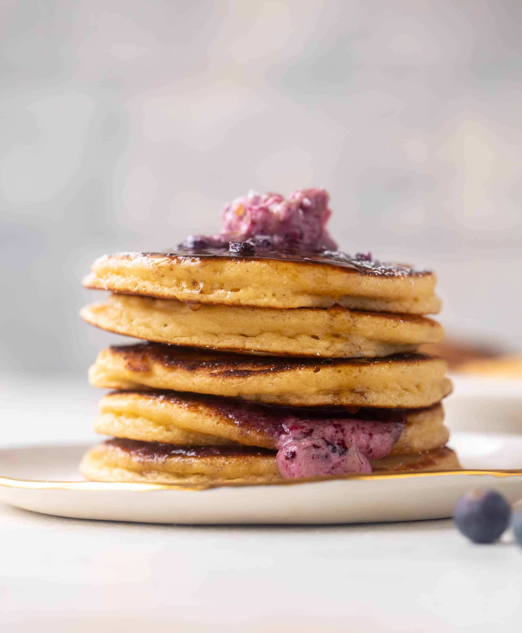 ricotta pancakes with salted blueberry butter
