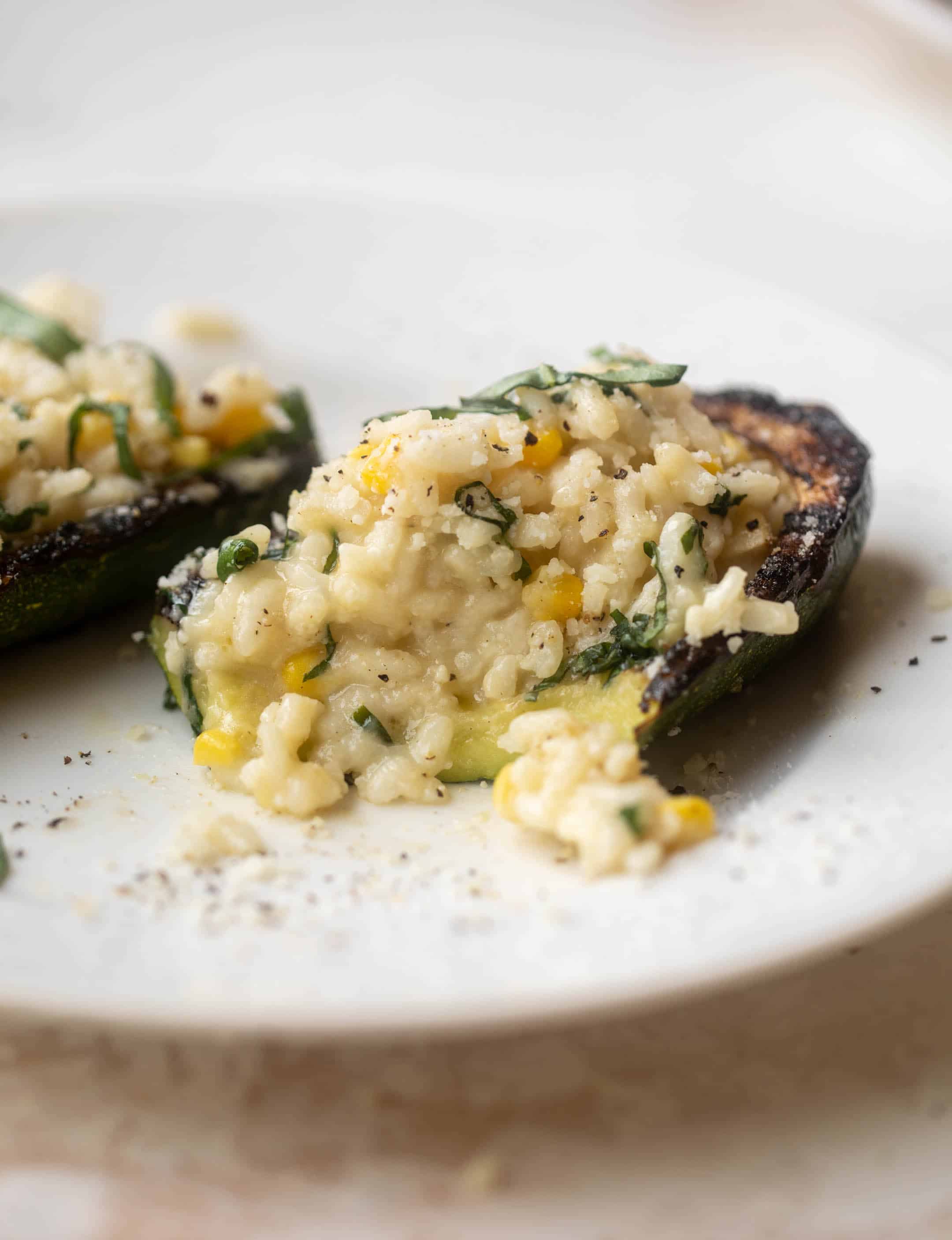 risotto stuffed grilled zucchini