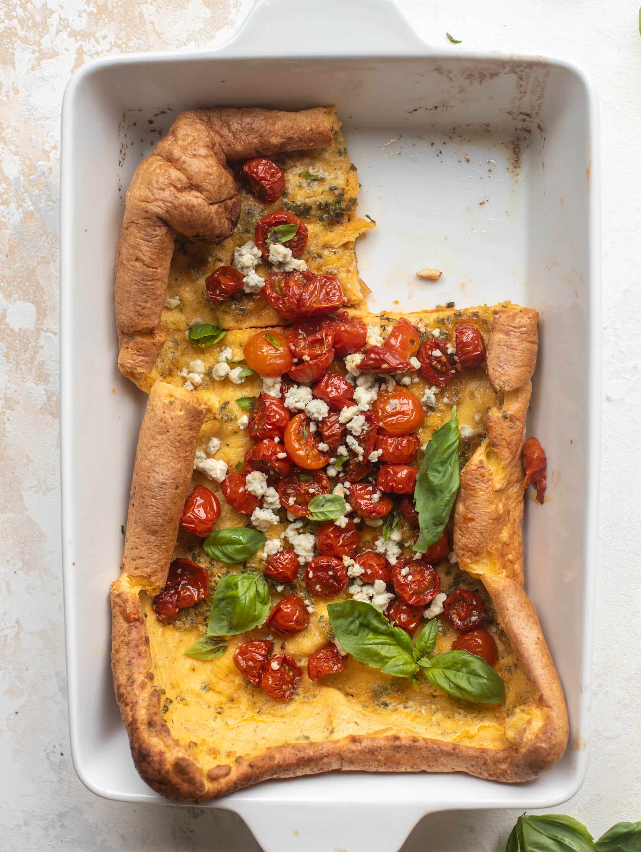 savory dutch baby with slow roasted tomatoes