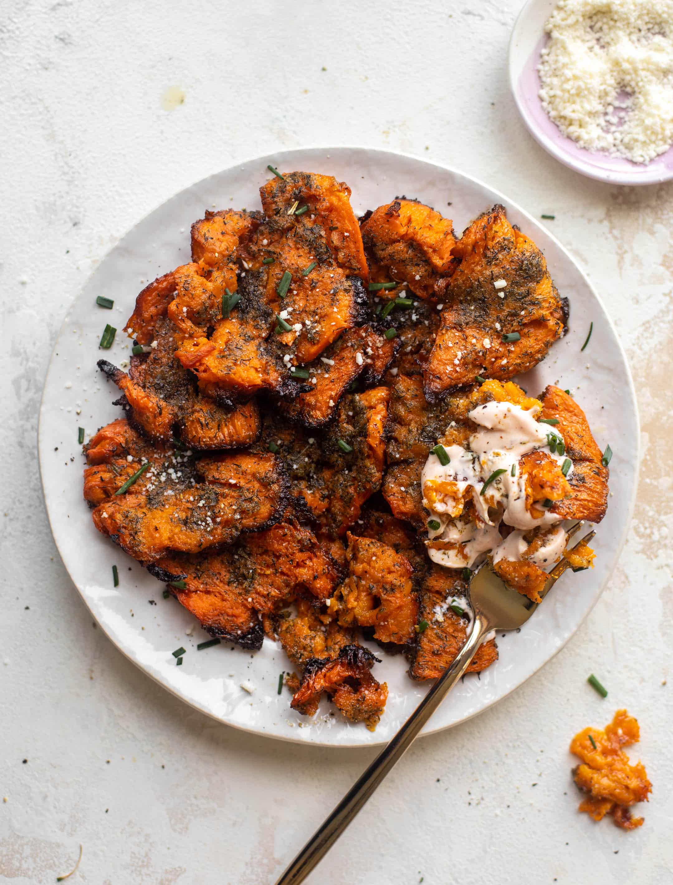 ranch smashed sweet potatoes