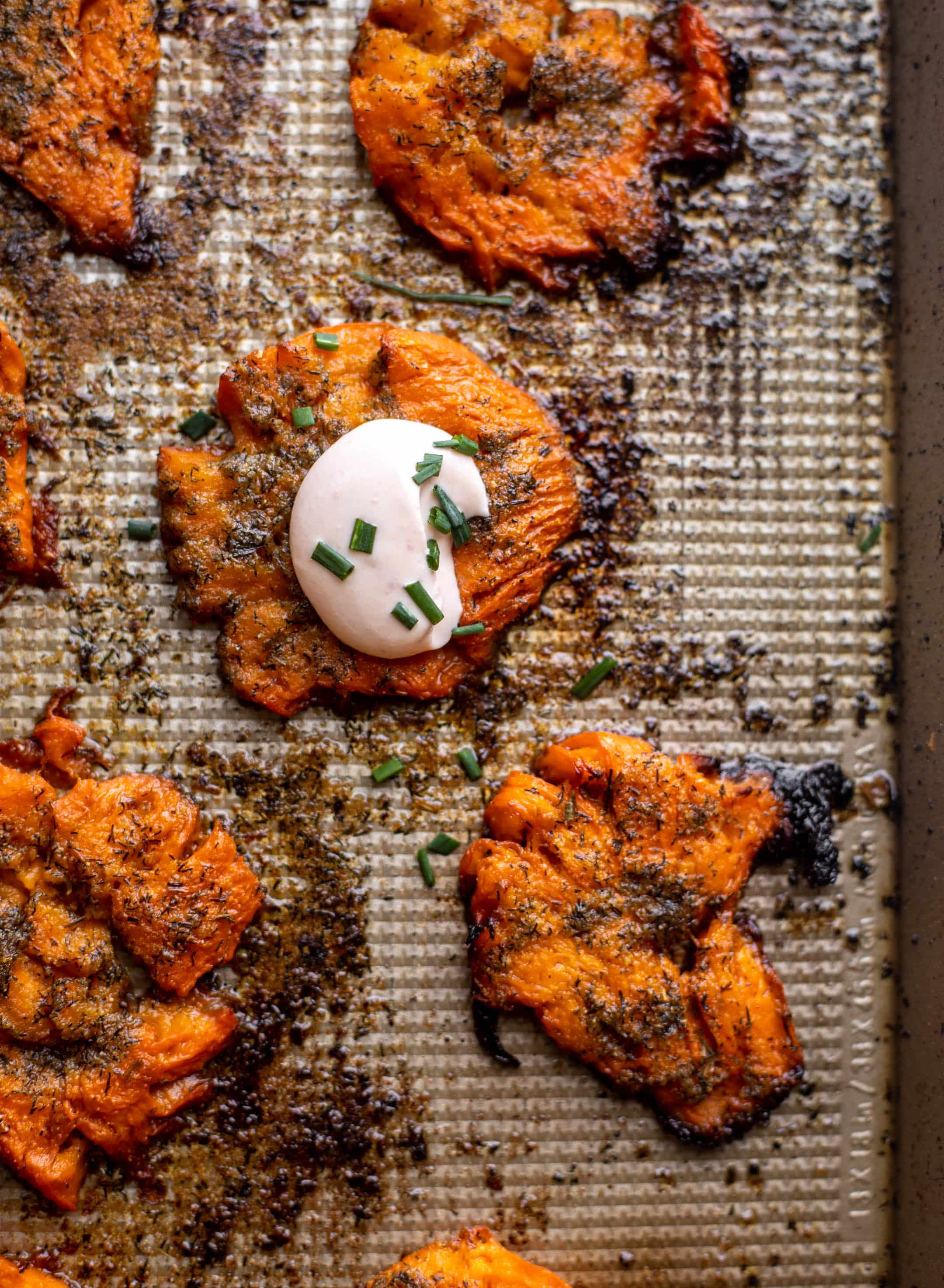 ranch smashed sweet potatoes