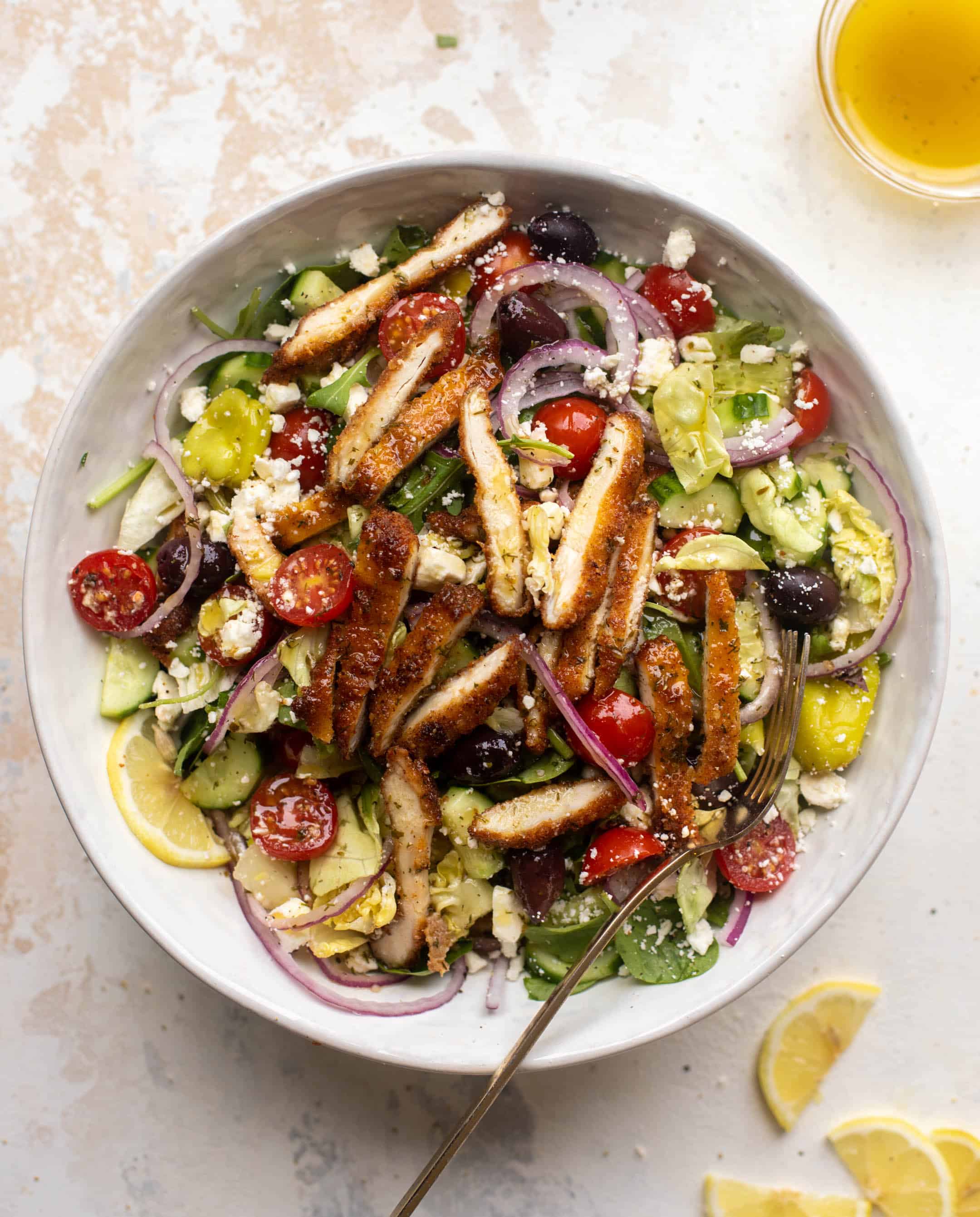 crispy chicken mediterranean salad