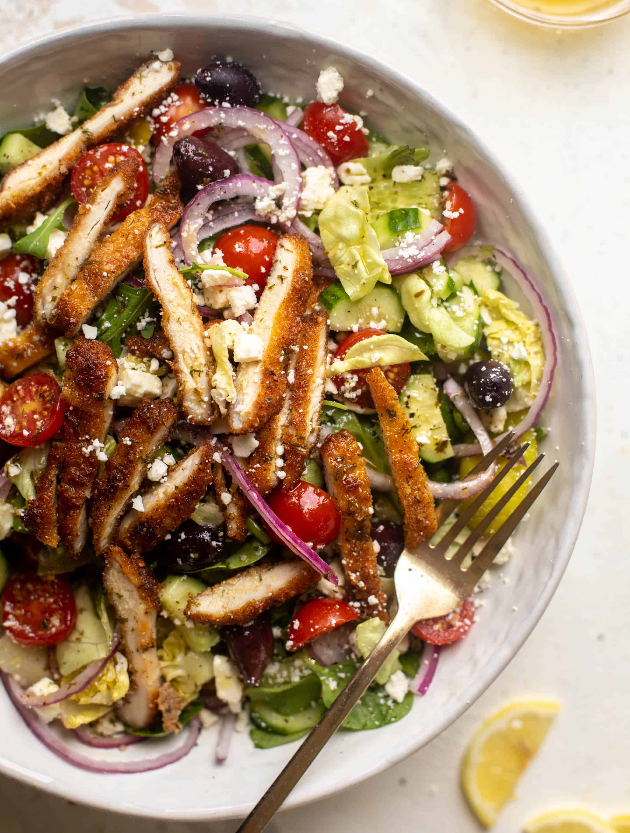 crispy chicken mediterranean salad