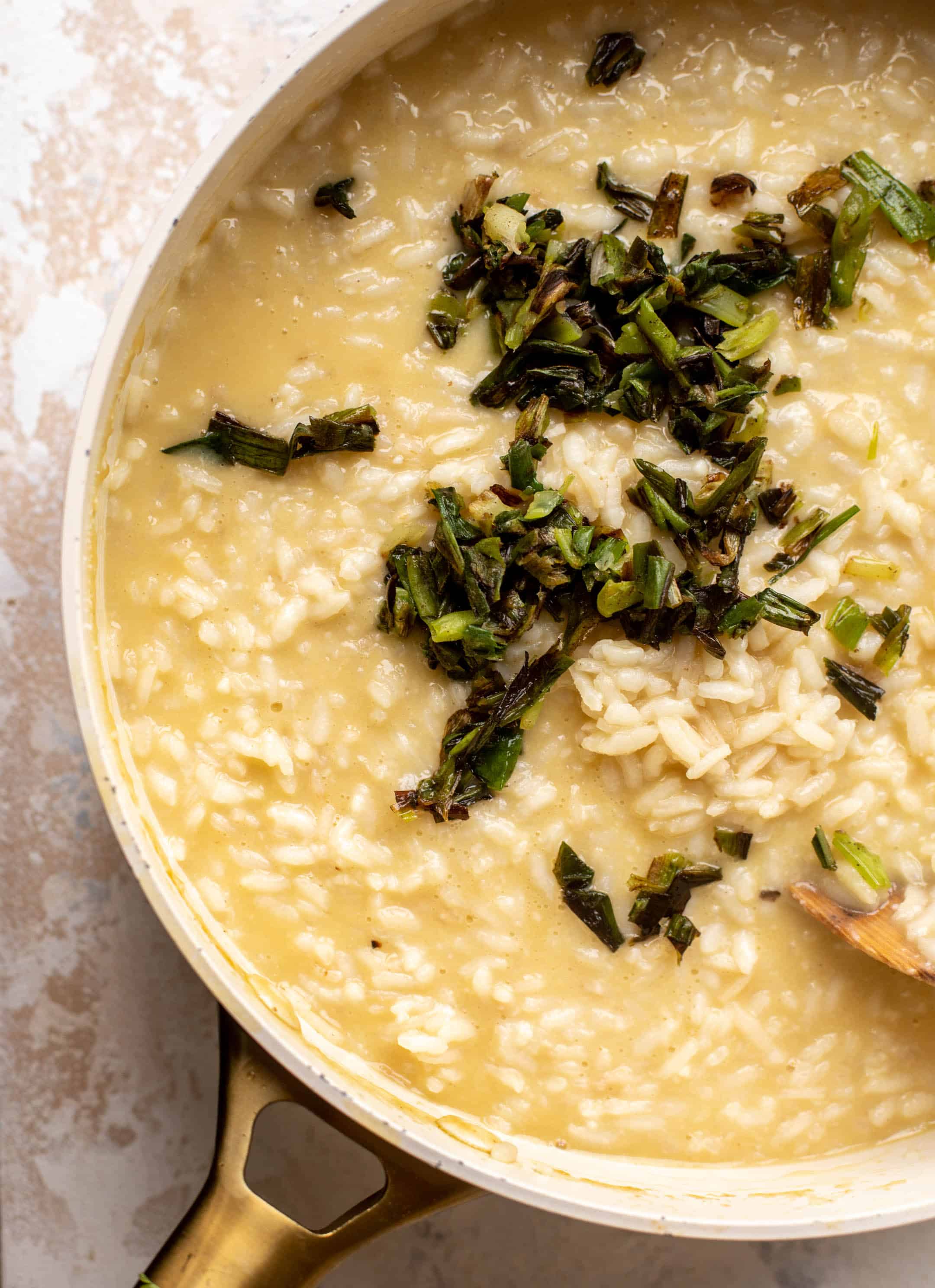 charred scallion risotto