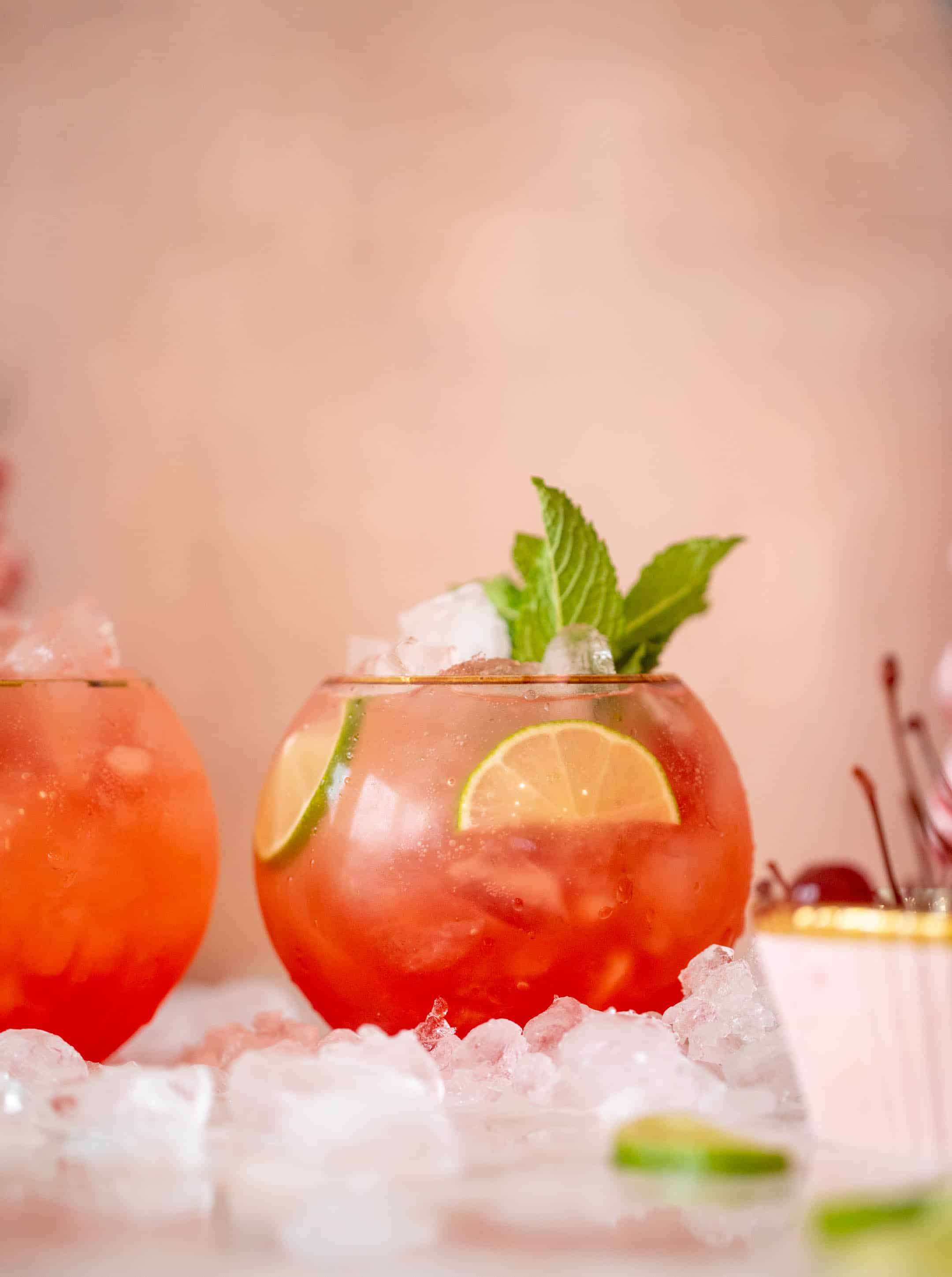 cherry lime ginger beer mocktail
