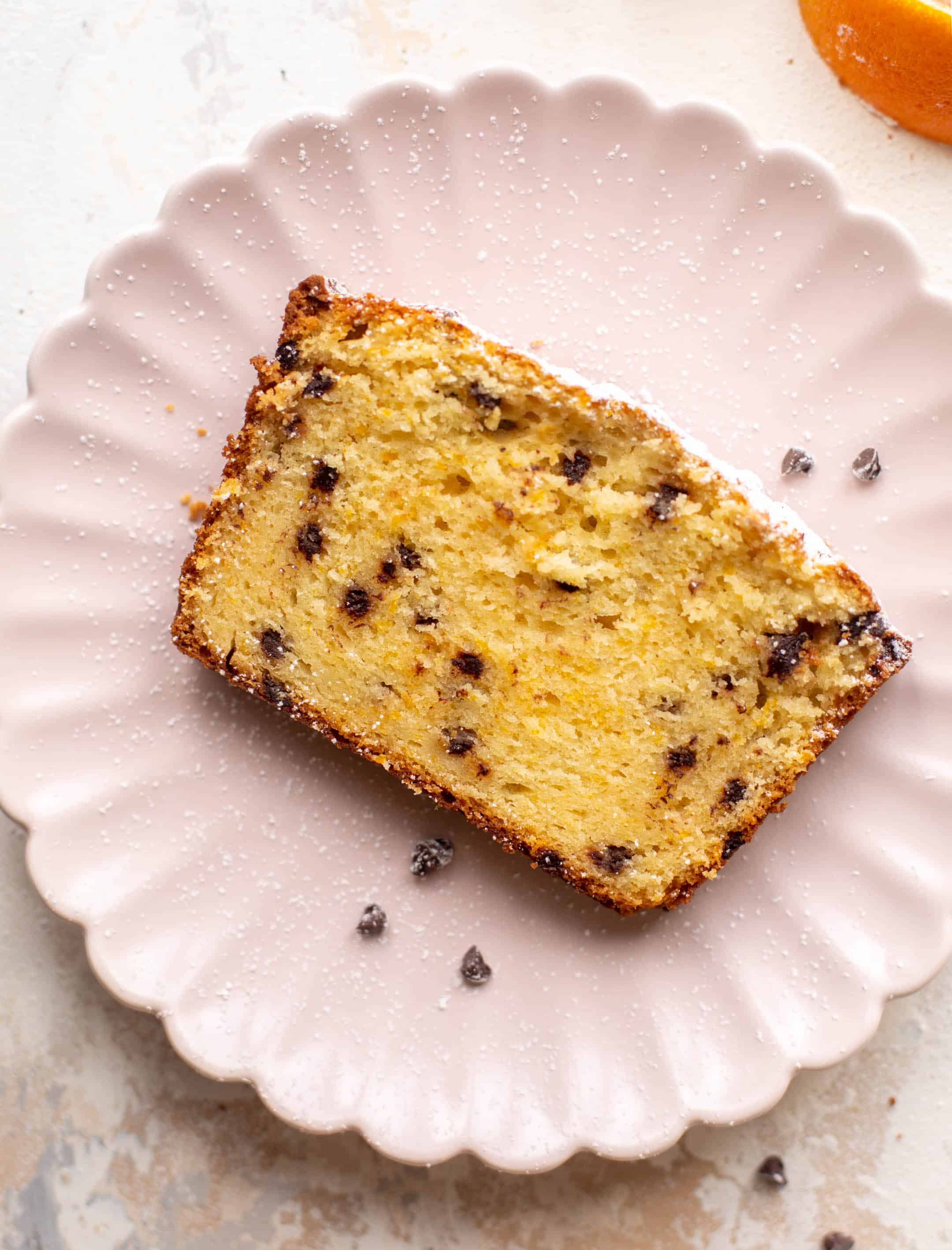 orange ricotta pound cake with chocolate chips