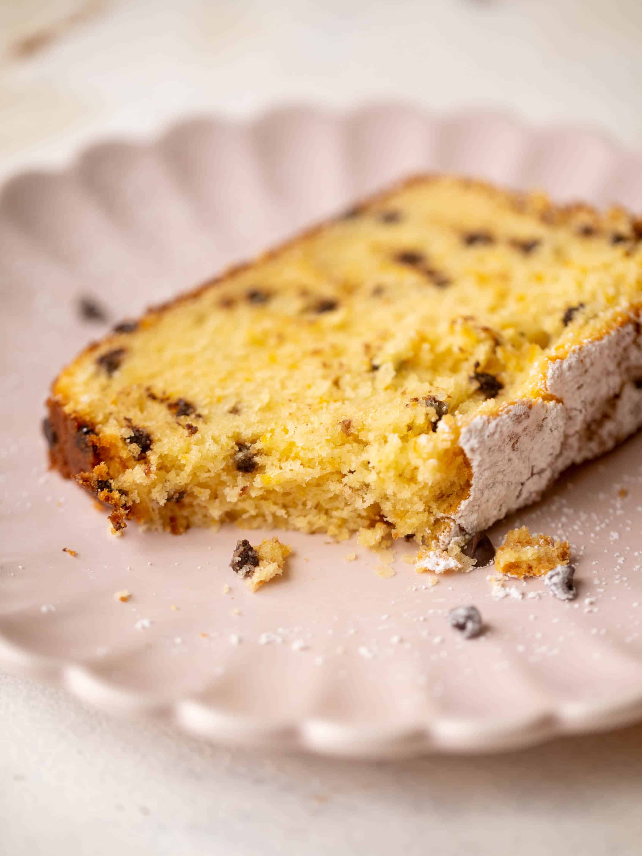 orange ricotta pound cake with chocolate chips