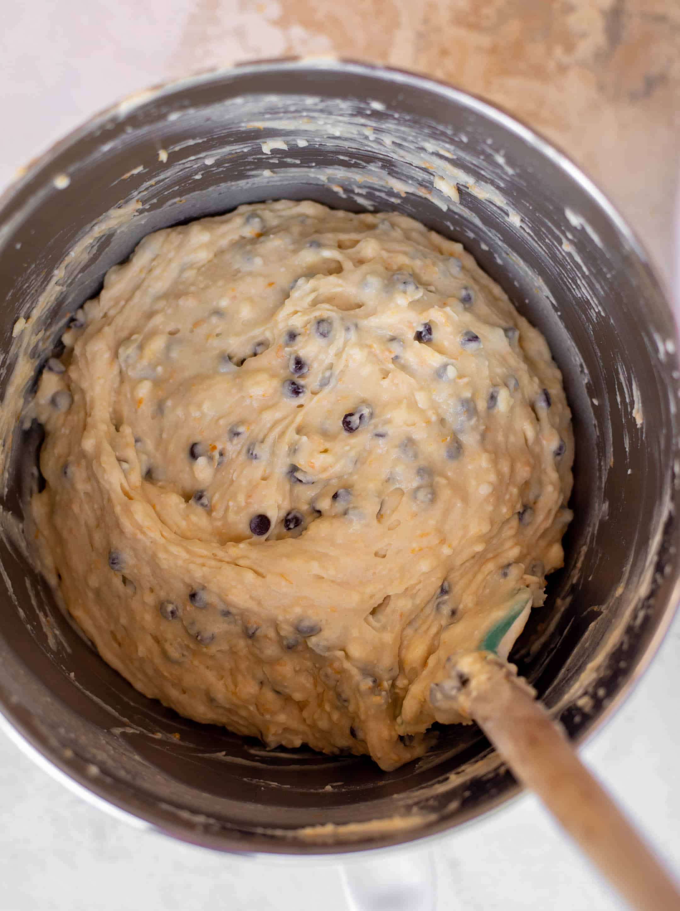 orange ricotta pound cake with chocolate chips