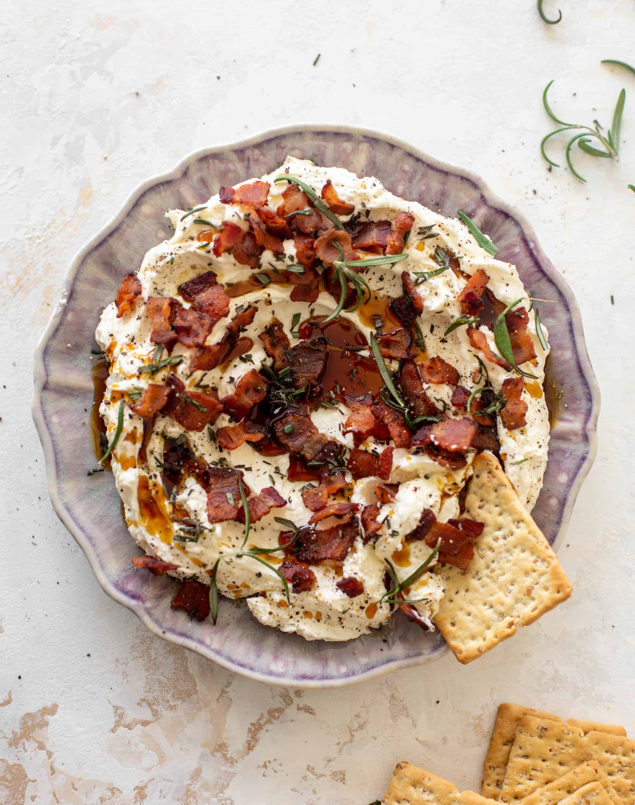 whipped brie cheese with rosemary bacon