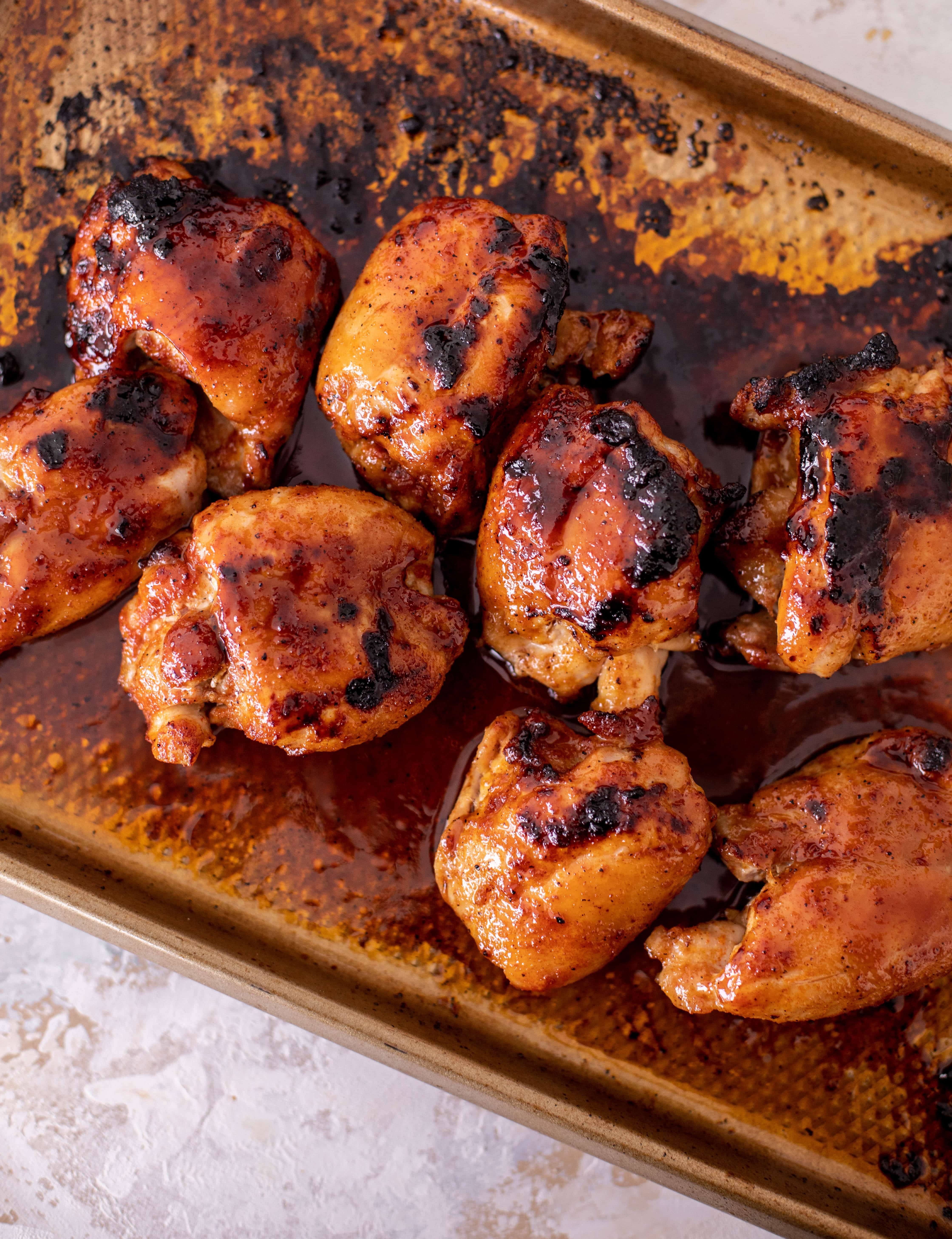 hot honey chicken thighs with rosemary orzo