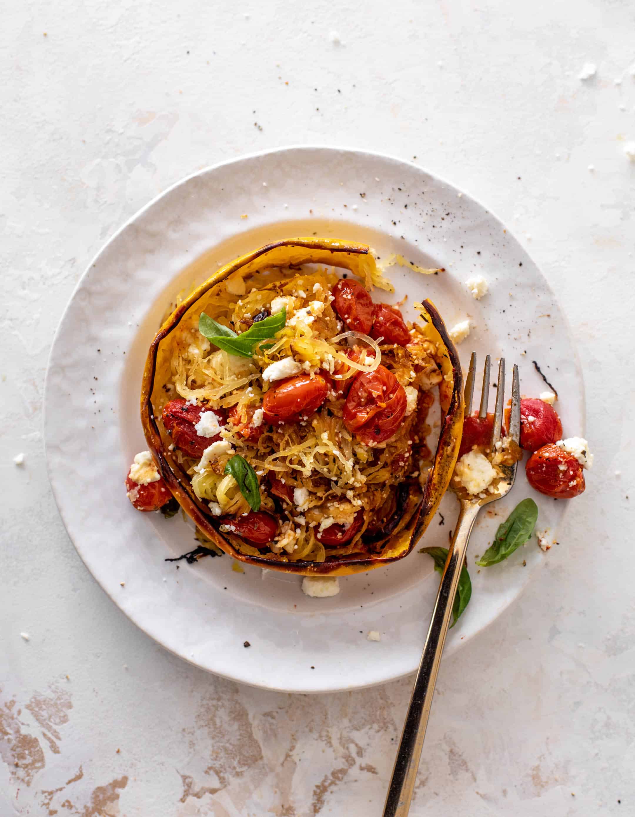 roasted tomato feta spaghetti squash