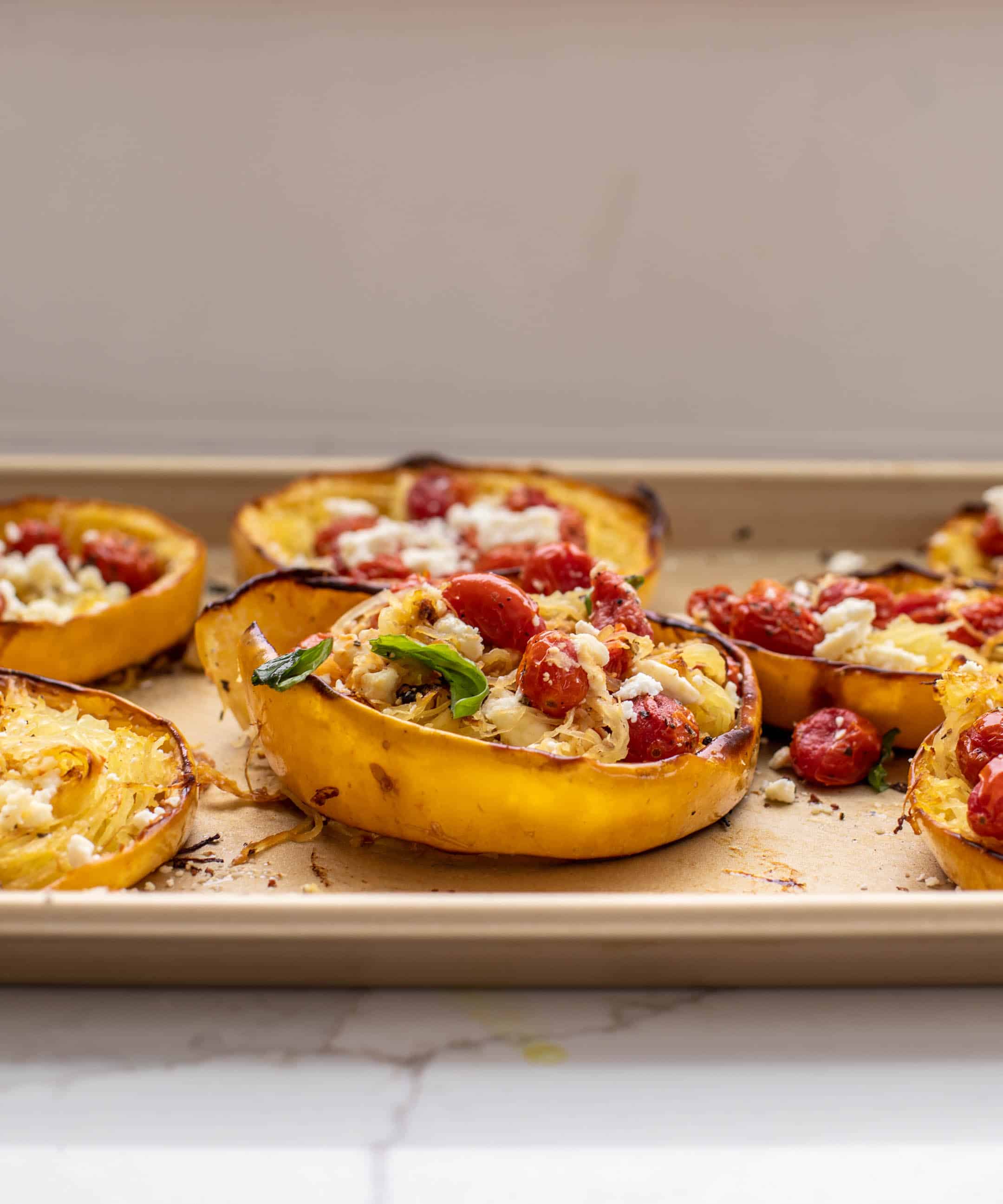 roasted tomato feta spaghetti squash