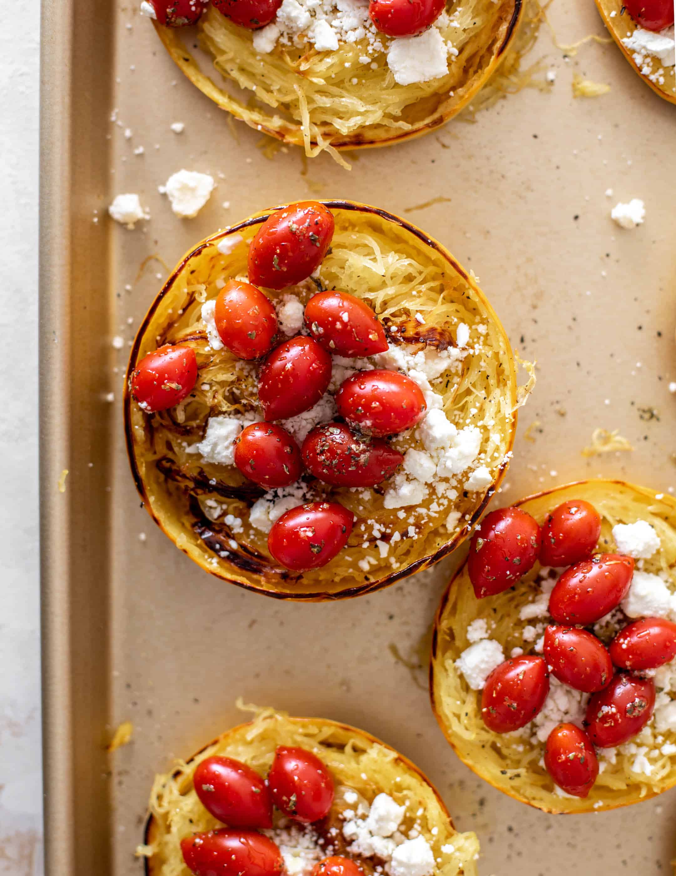roasted tomato feta spaghetti squash