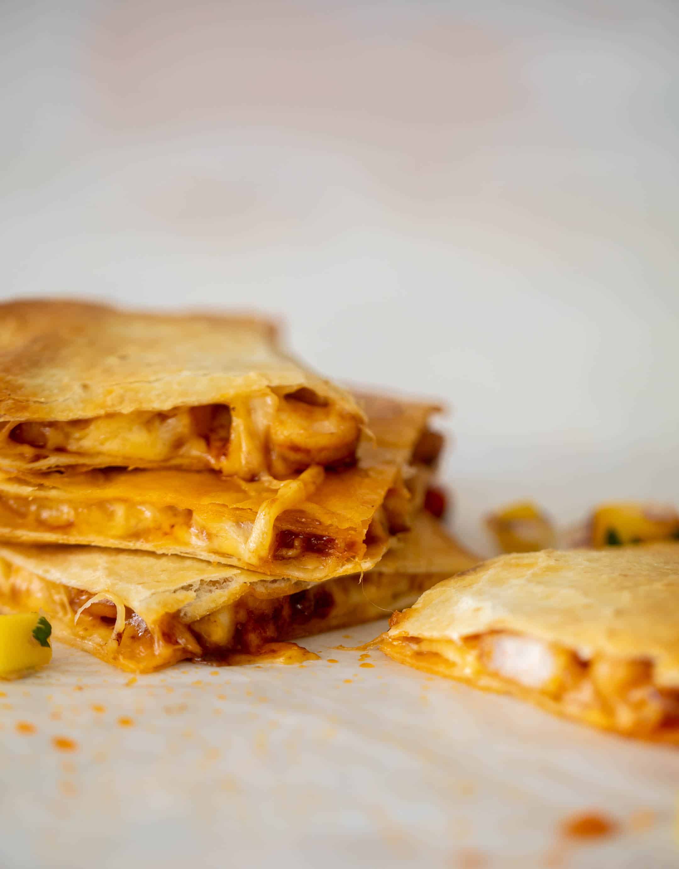 crispy hot honey shrimp quesadilla