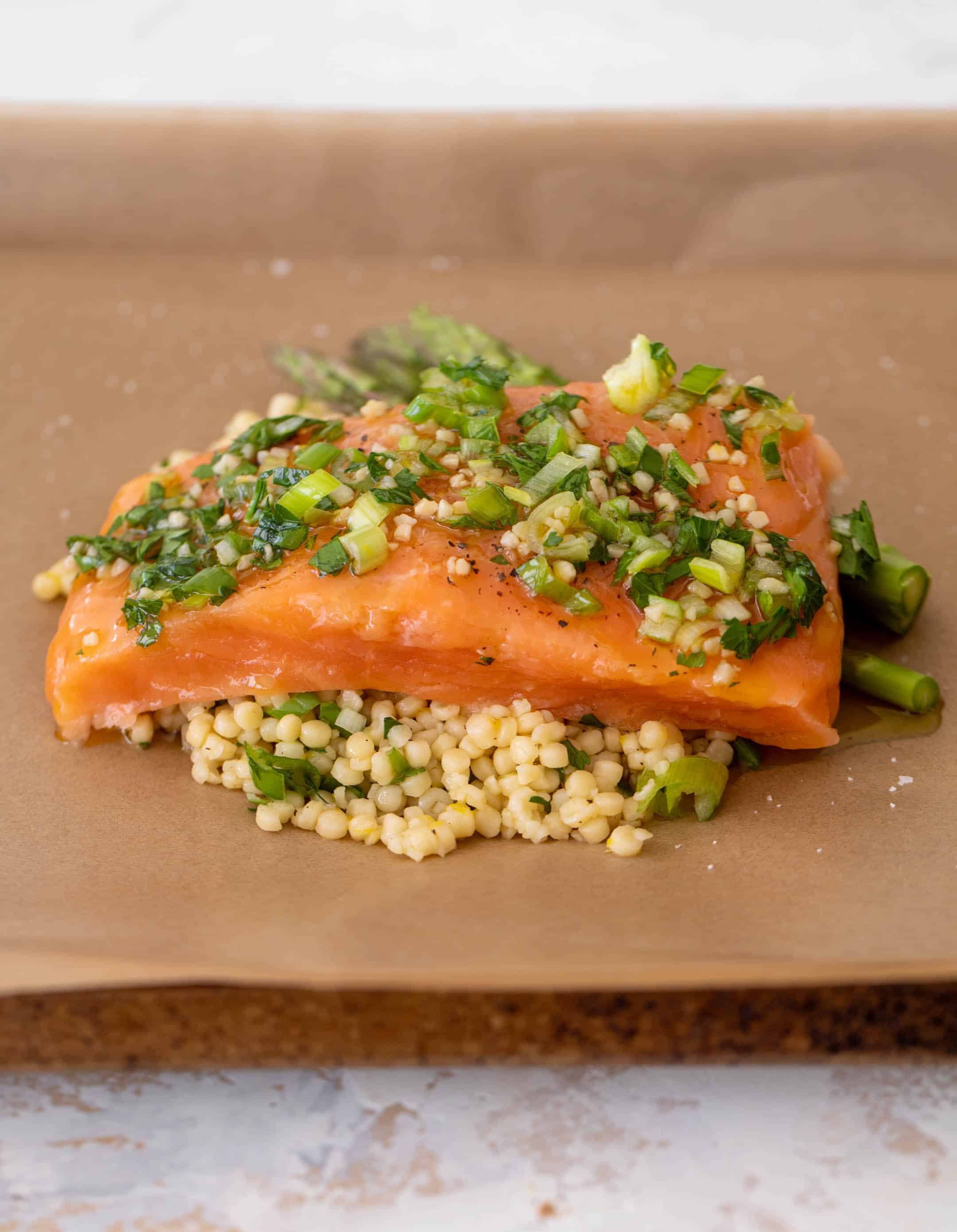salmon parchment packets with couscous