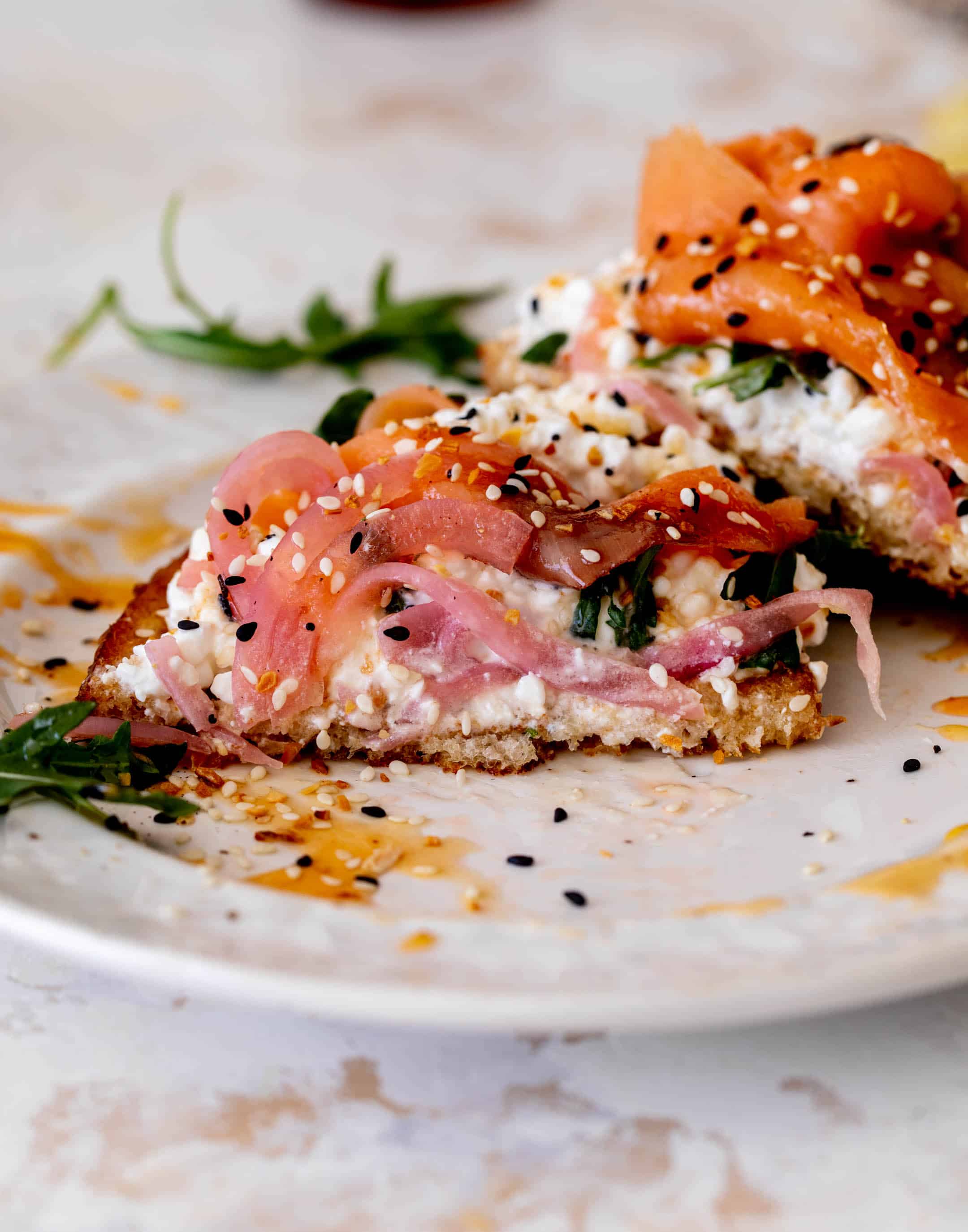 smoked salmon cottage cheese toast