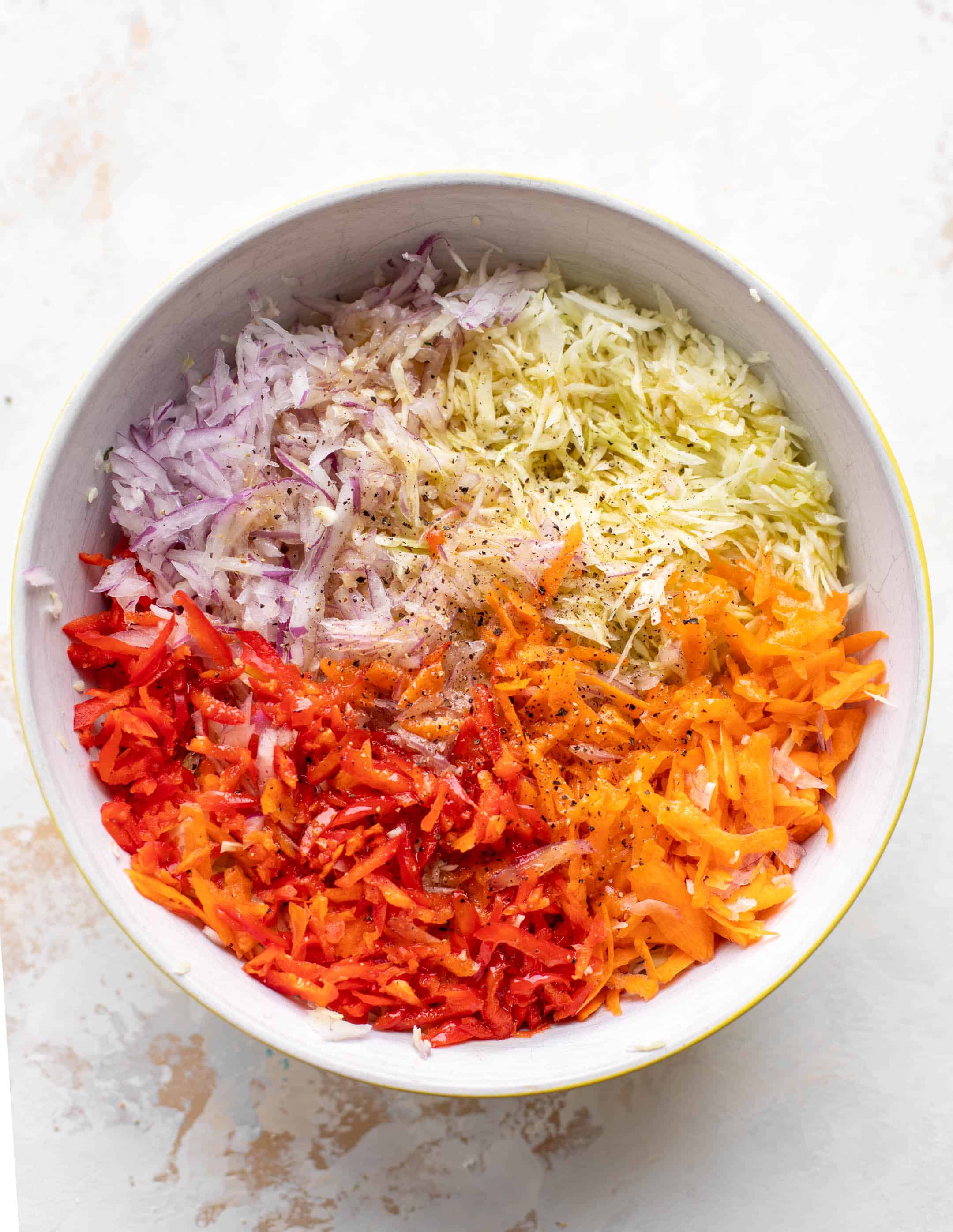 smoked sausage salad with shredded cabbage