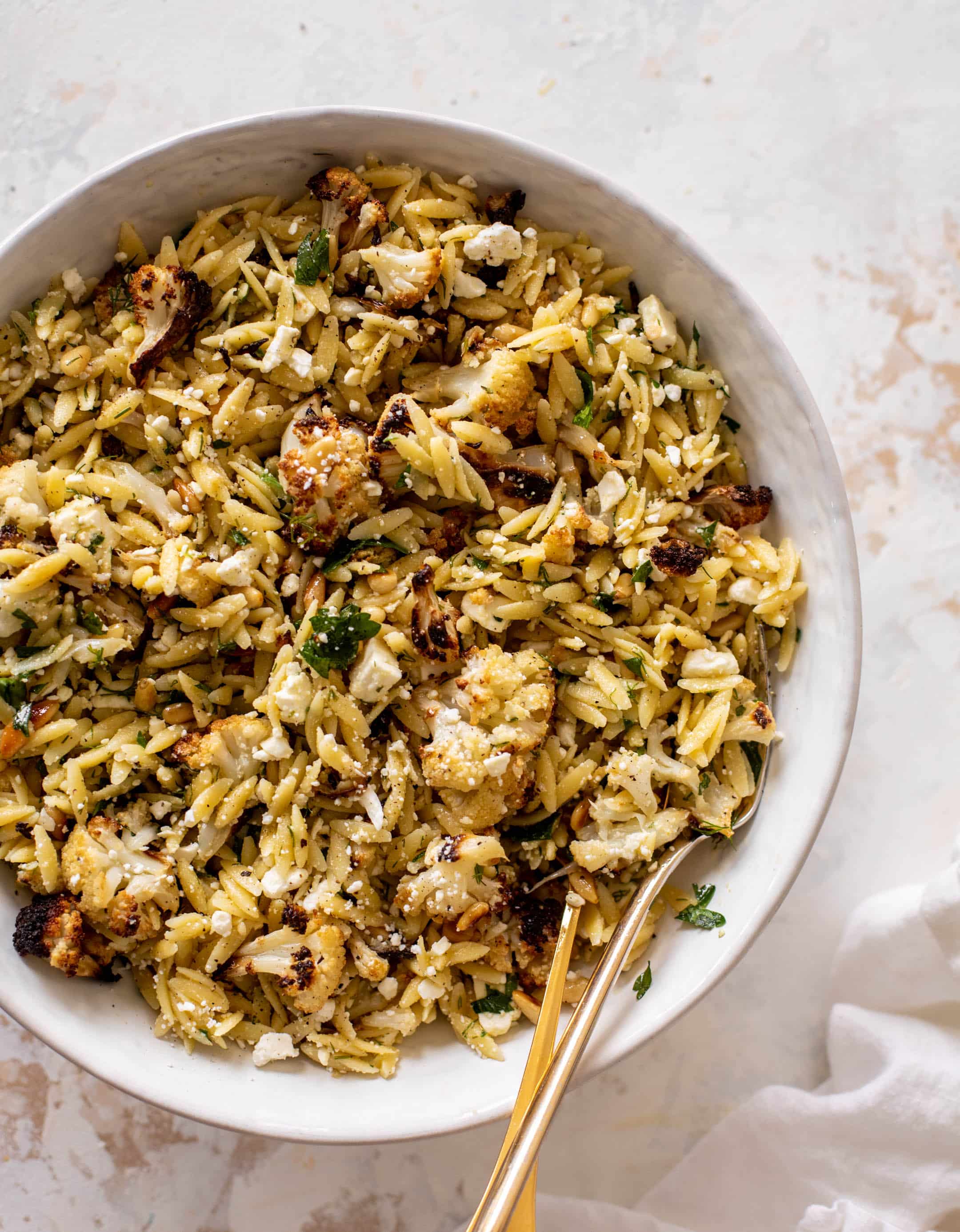 charred cauliflower orzo