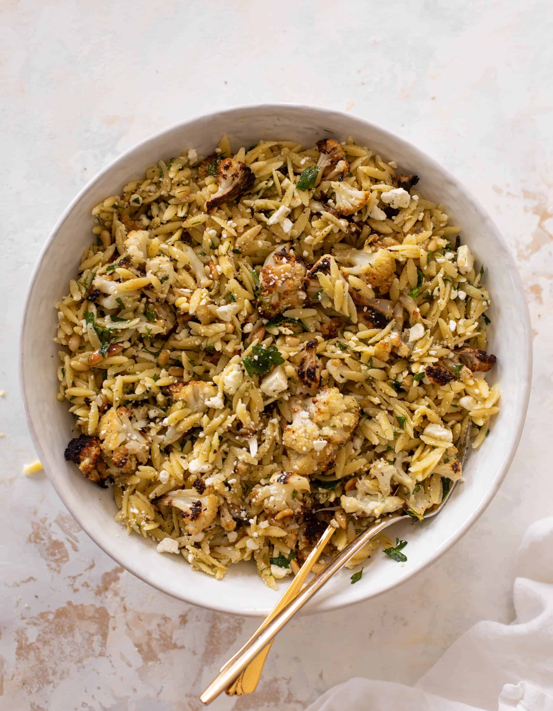 charred cauliflower orzo
