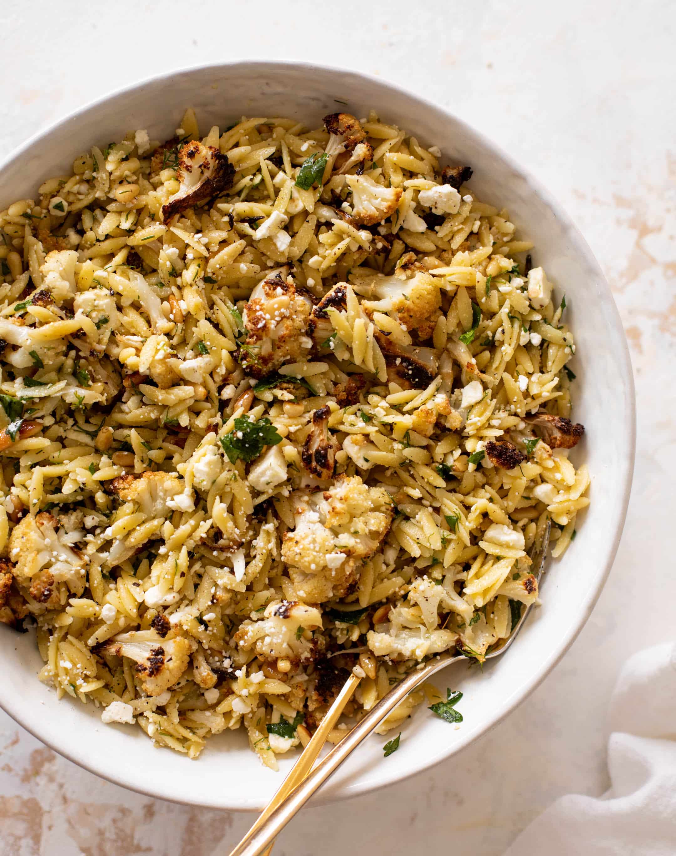 charred cauliflower orzo