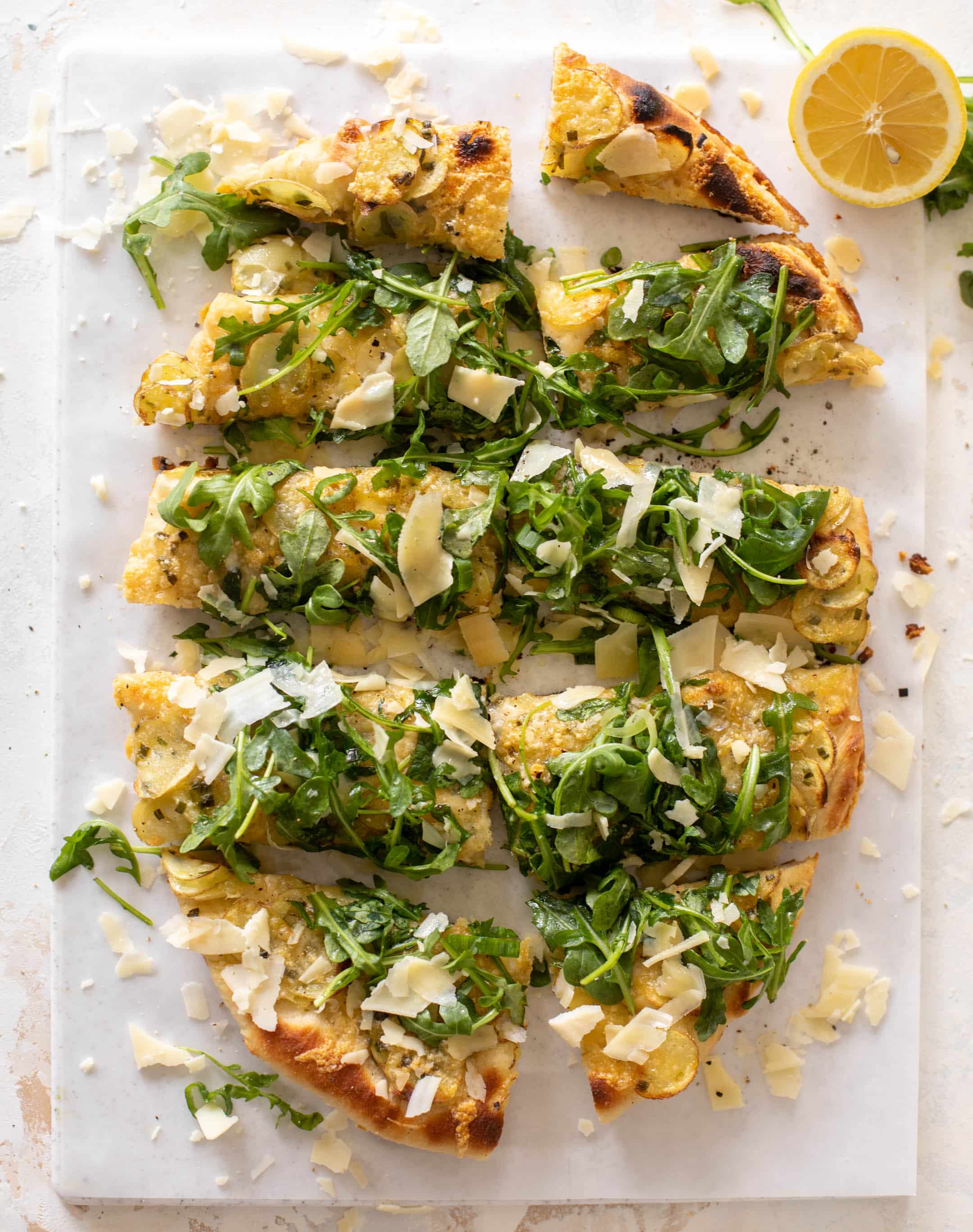 crispy potato & gruyere pizza