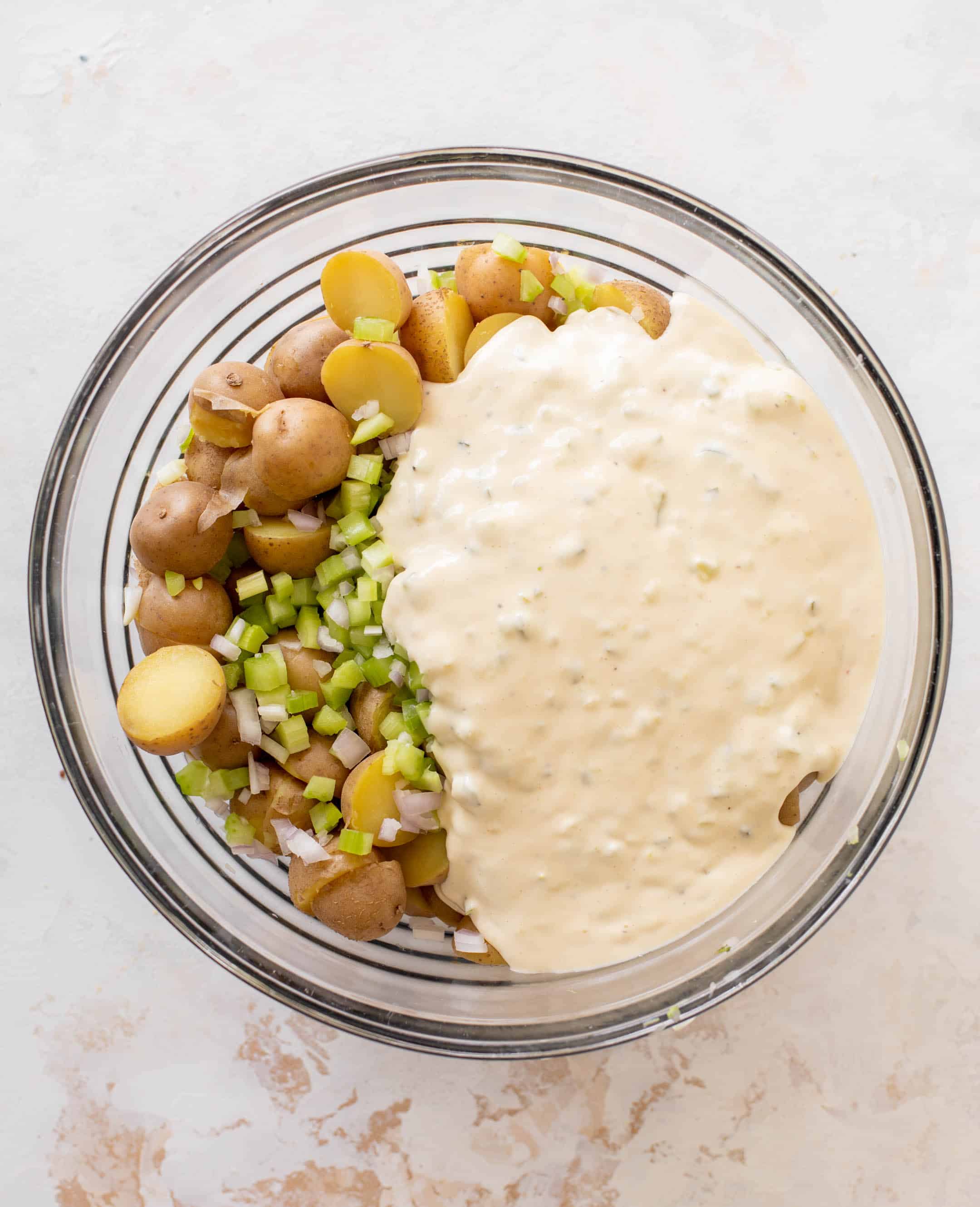 potato salad with crispy shallots