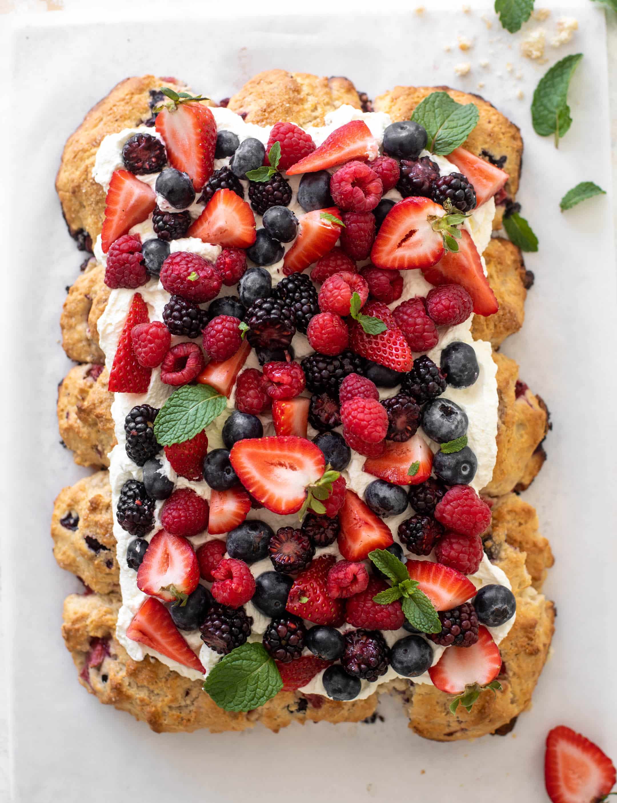 red white and blue sheet pan short cake