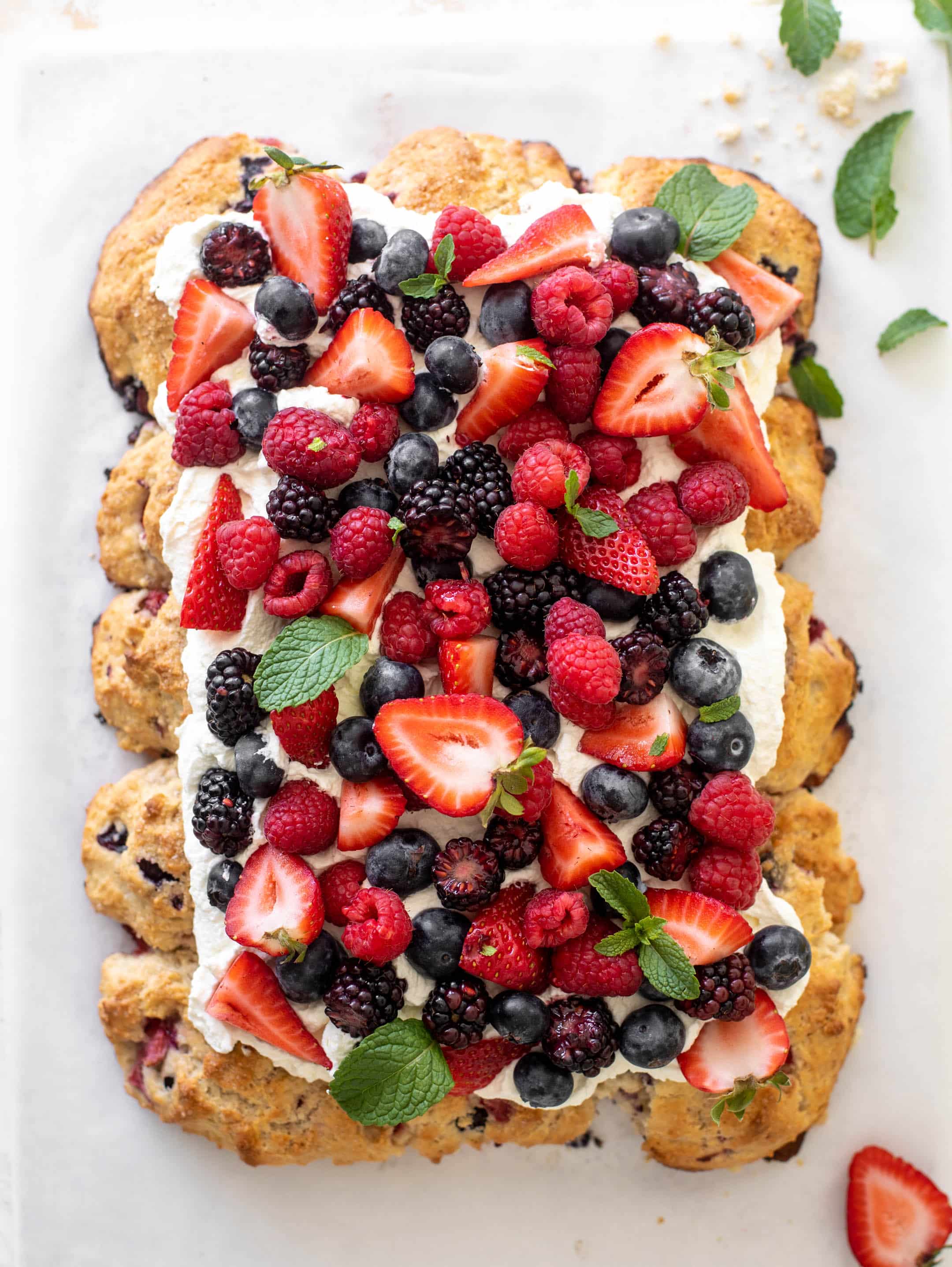 red white and blue sheet pan short cake
