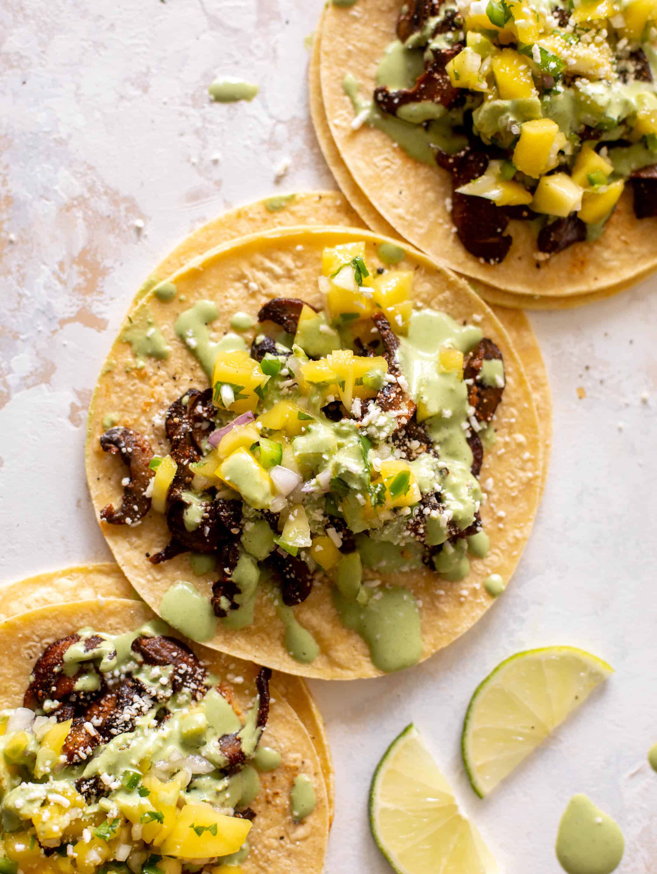 summer shiitake tacos